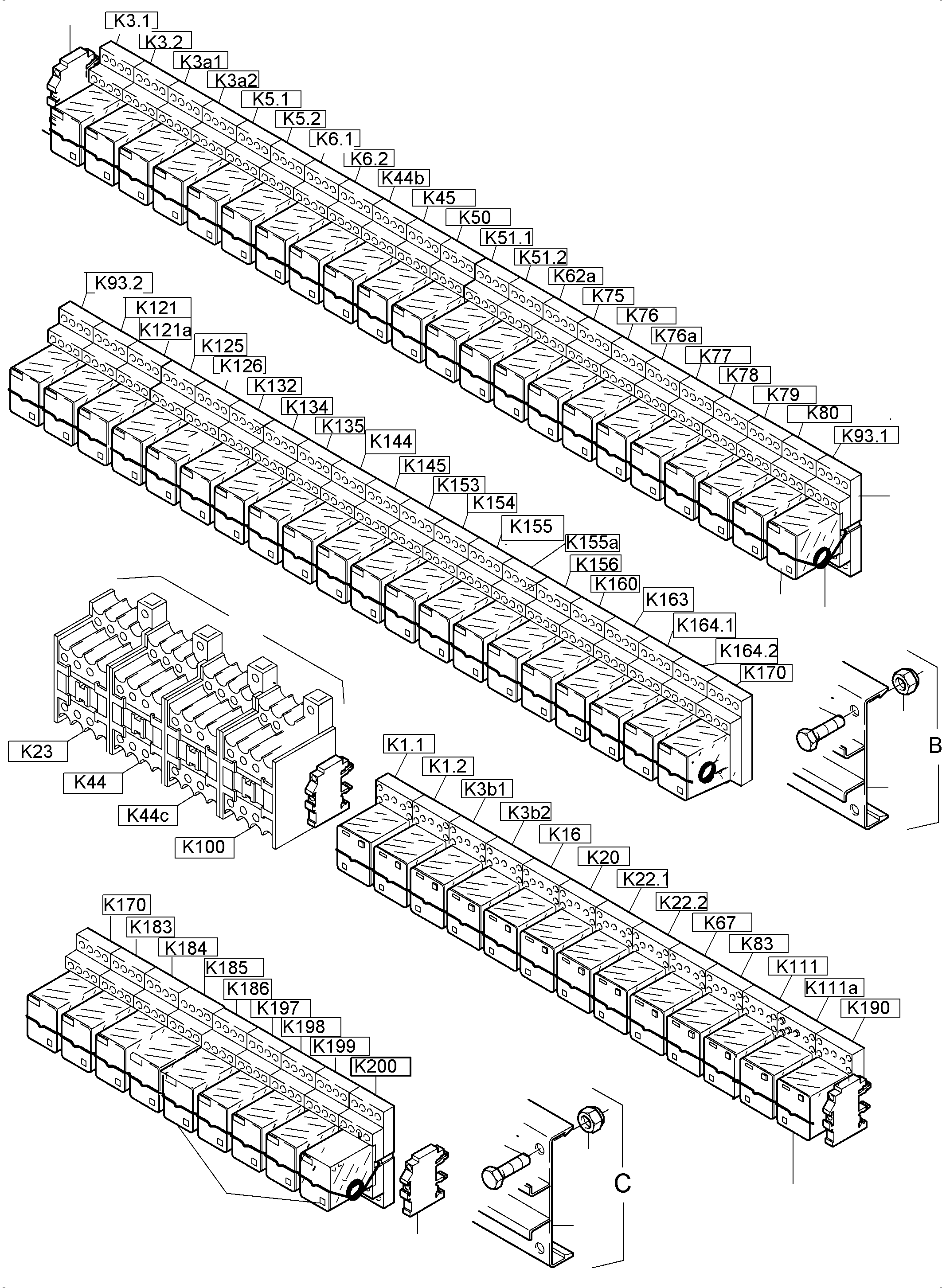 Komatsu parts book diagram for PC5500-6 S/N 15056: SWITCH FRAMING X2 (TEMPERATURE CONDITIONING)