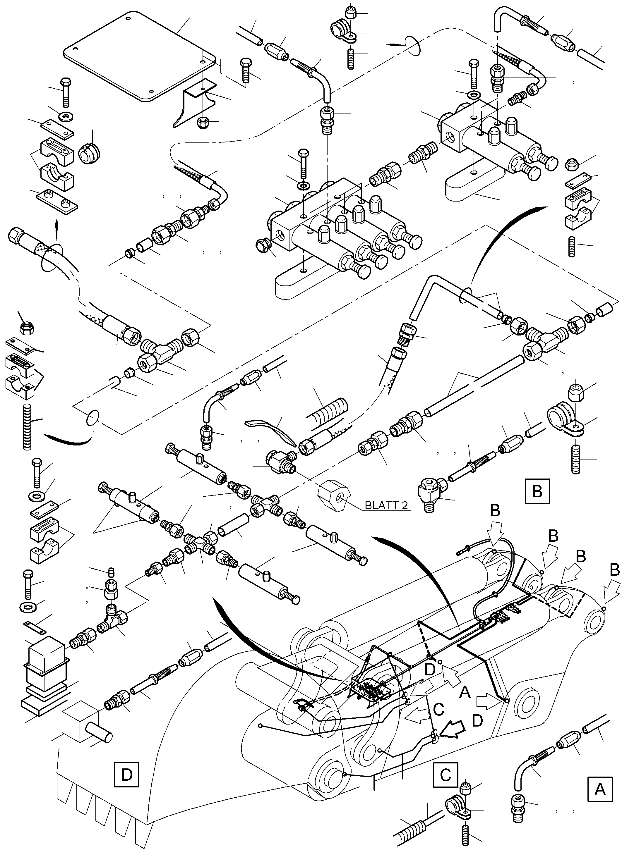 Excavators Mining Komatsu / PC5500-6 S/N 15057(g15057) / Stick - Lubrication 5.1 m(515-2372e : 515-2372e)
