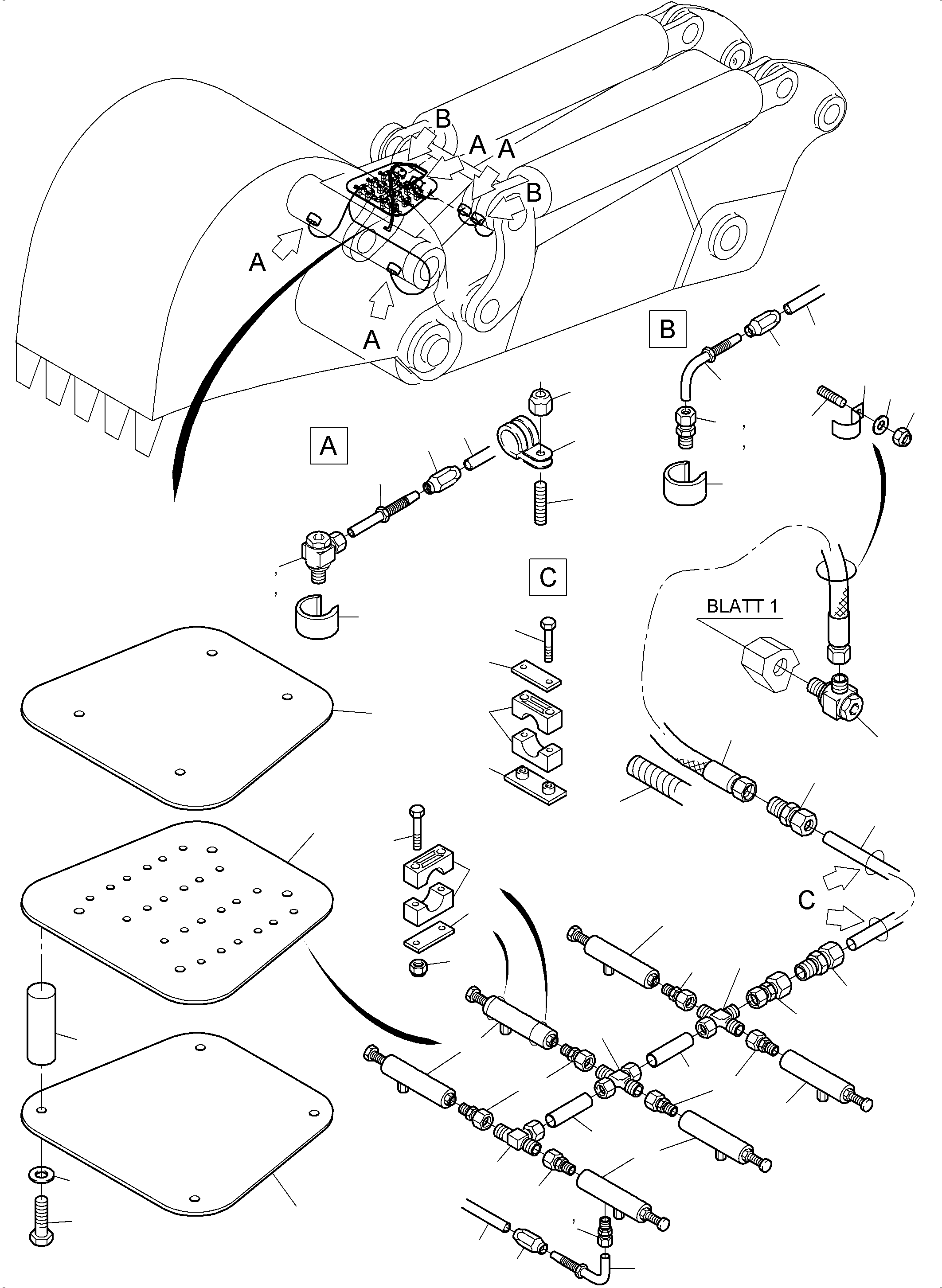 Excavators Mining Komatsu / PC5500-6 S/N 15057(g15057) / Stick - Lubrication 5.1 m(515-2372e : 515-2372e)