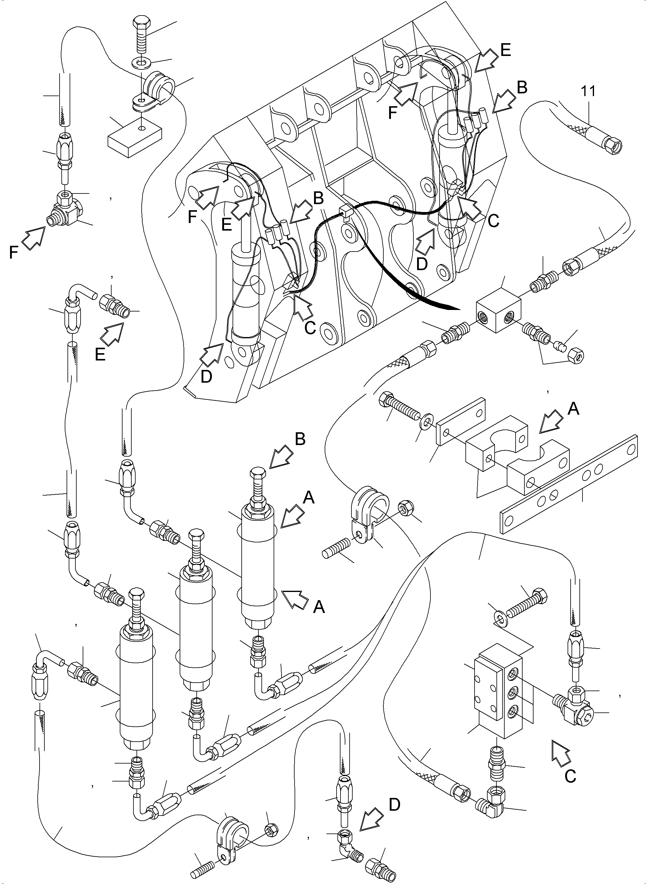 Excavators Mining Komatsu / PC5500-6 S/N 15058(g15058) / Central Lubrication - Bullclam, BR 4570(515-2351b : 515-2351b)