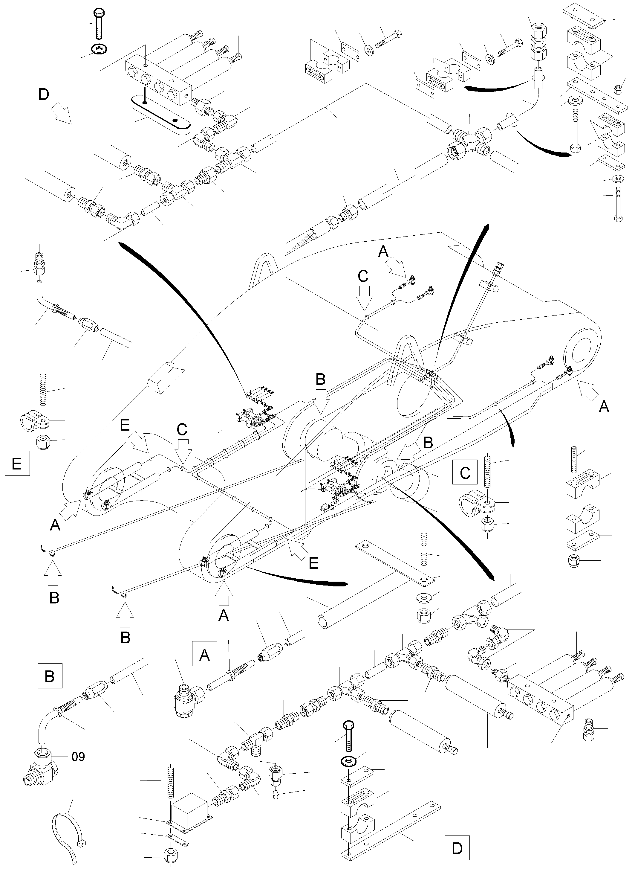 Excavators Mining Komatsu / PC5500-6 S/N 15058(g15058) / Stick -Central Lubrication (BBE)(515-2340d : 515-2340d)