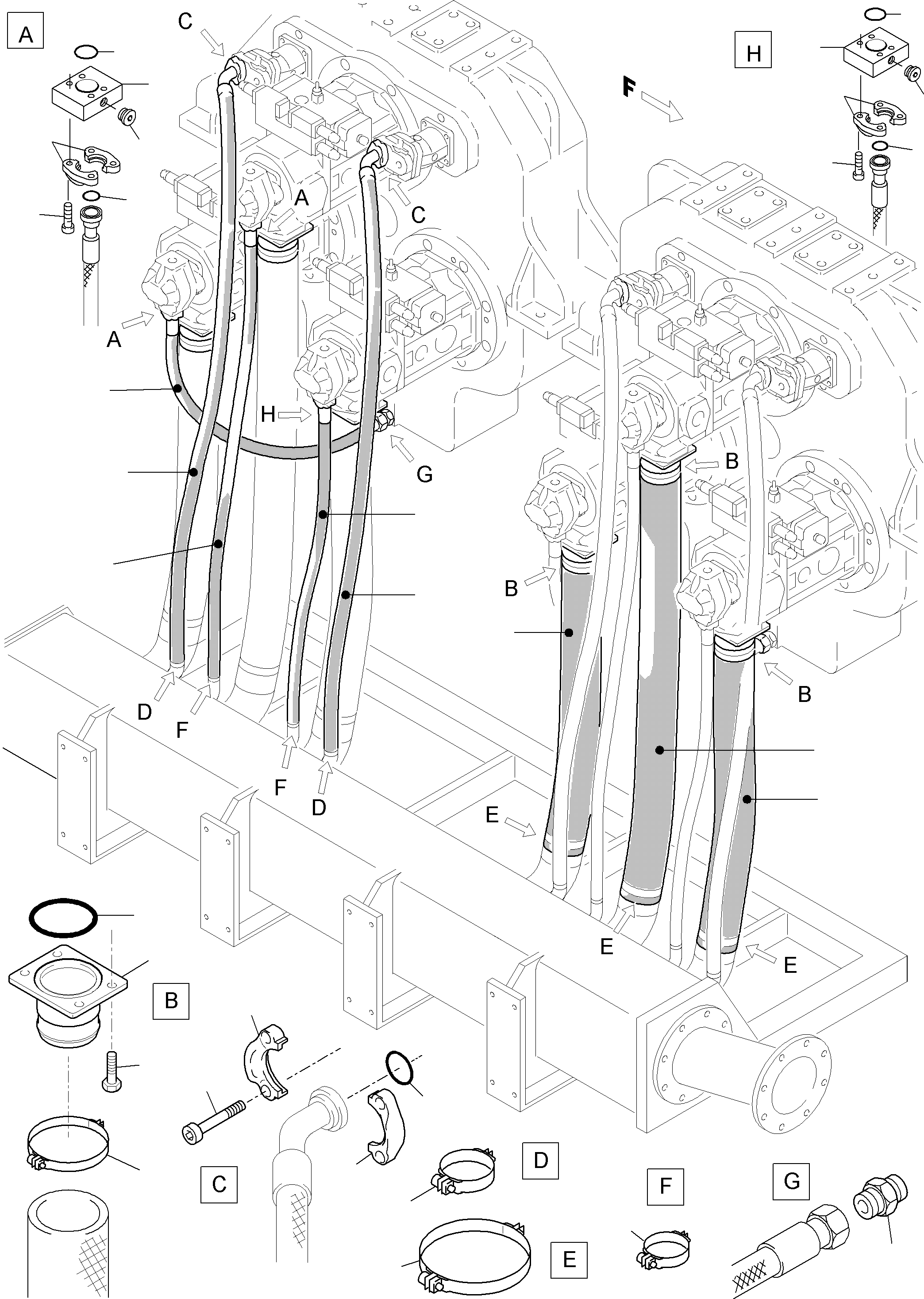 Komatsu parts book diagram for PC5500-6E S/N 15060: SUCTION LINES