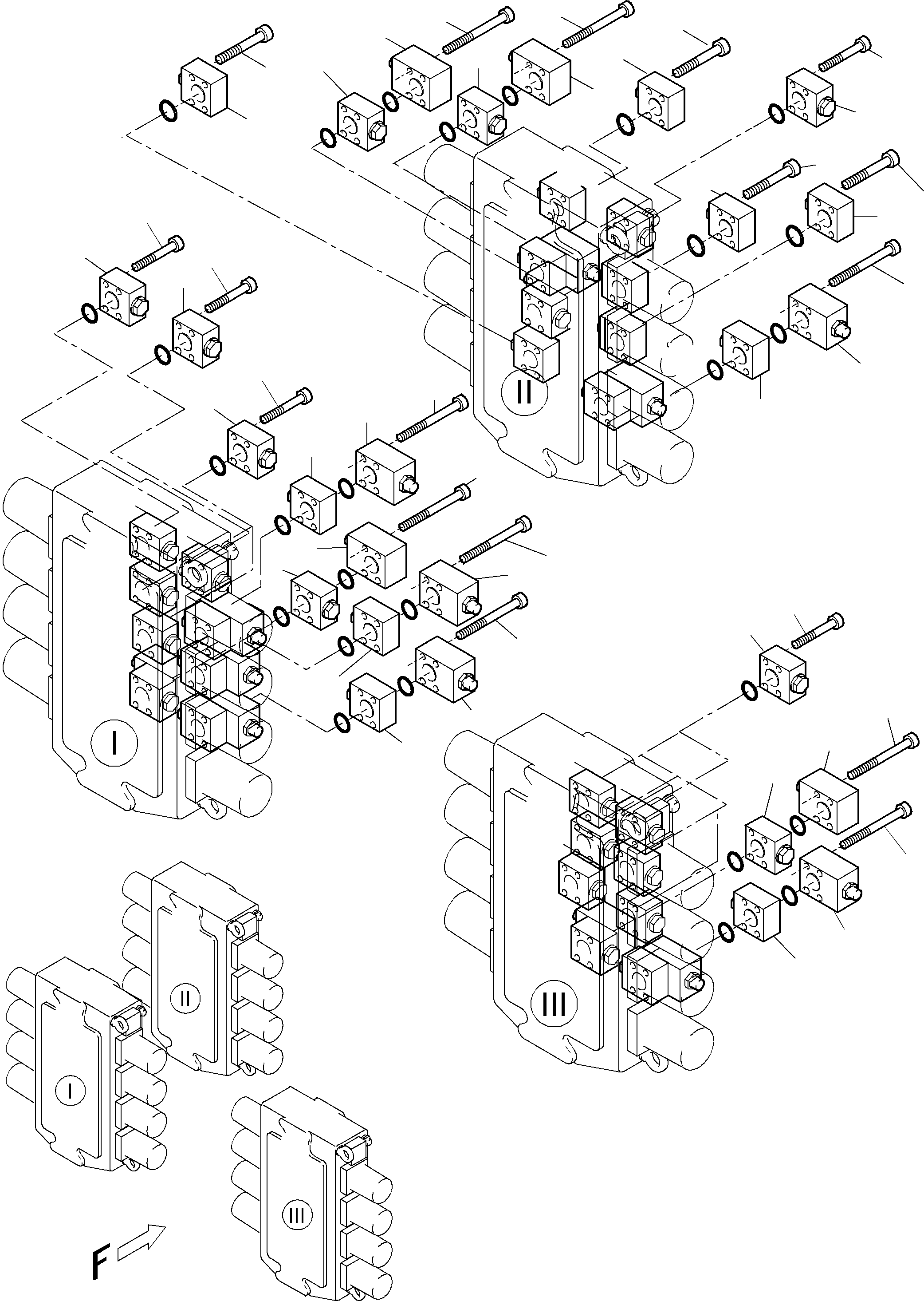 Komatsu parts book diagram for PC5500-6E S/N 15060: CONTROL BLOCK - SECONDARY VALVES,BCE