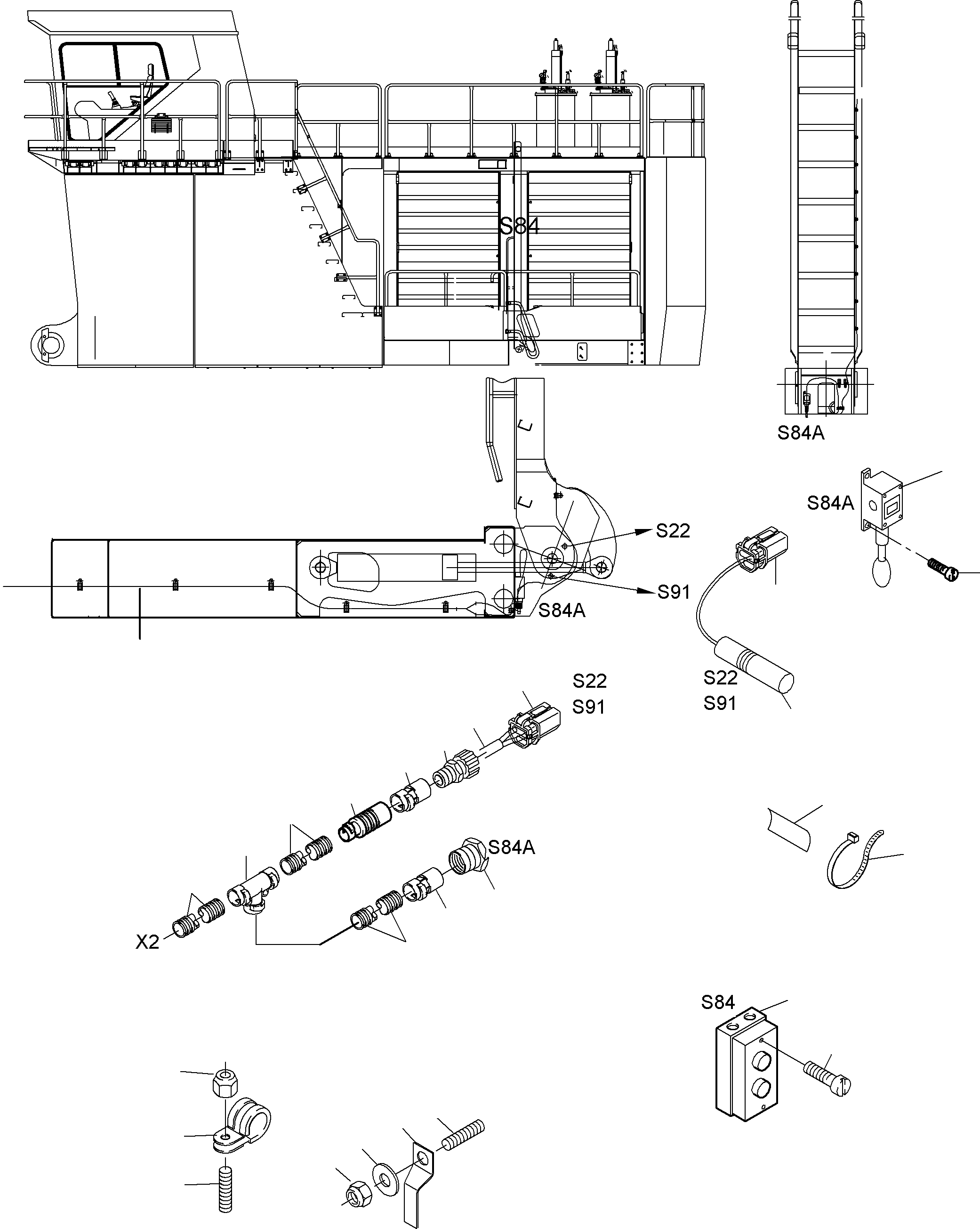 Komatsu parts book diagram for PC5500-6E S/N 15060: ELECTRIC PARTS - LADDER