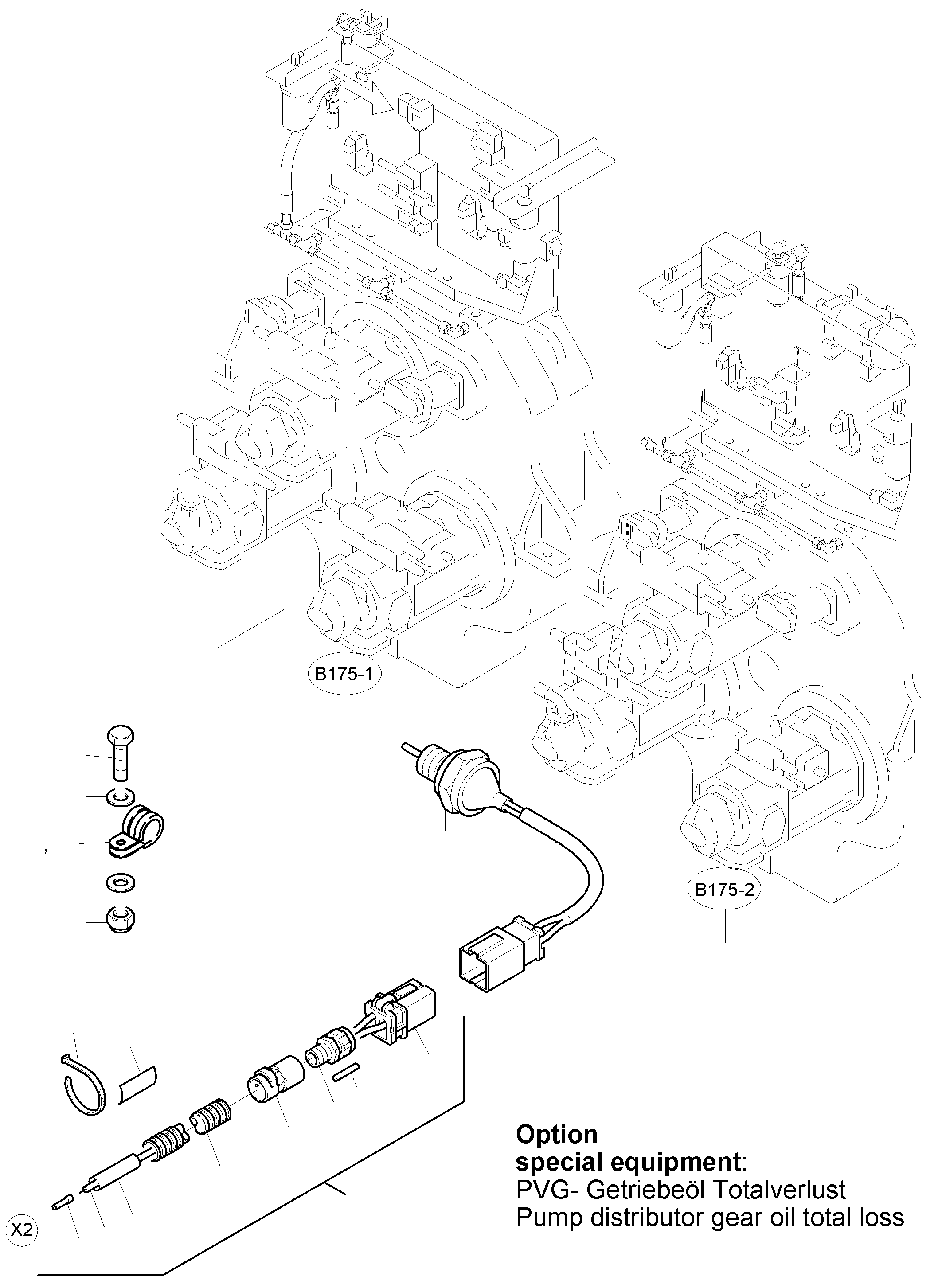 Komatsu parts book diagram for PC5500-6E S/N 15060: CABLES - PUMP DISTRIBUTOR GEAR
