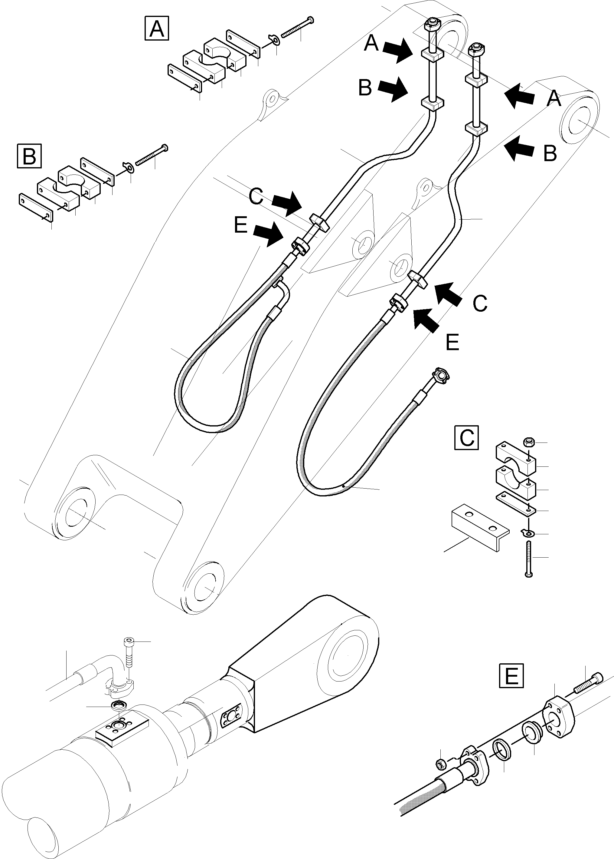 Komatsu parts book diagram for PC5500-6E S/N 15060: BULLCLAM BUCKET STICK 5,6M