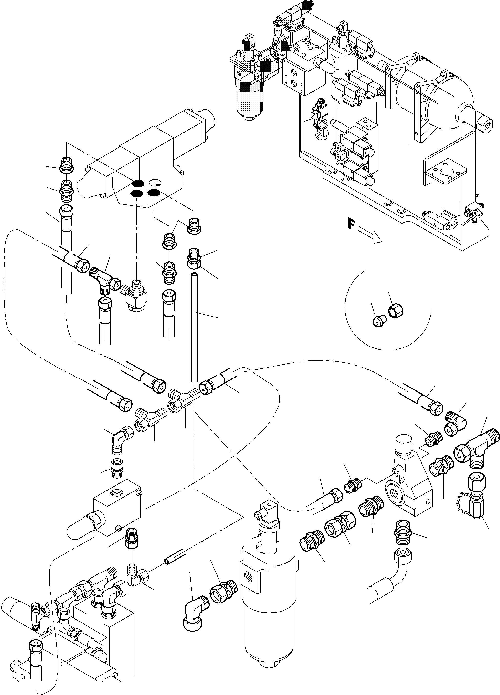 Komatsu parts book diagram for PC5500-6E S/N 15060: PIPES - CONTROL- AND FILTER PLATE, FRONT