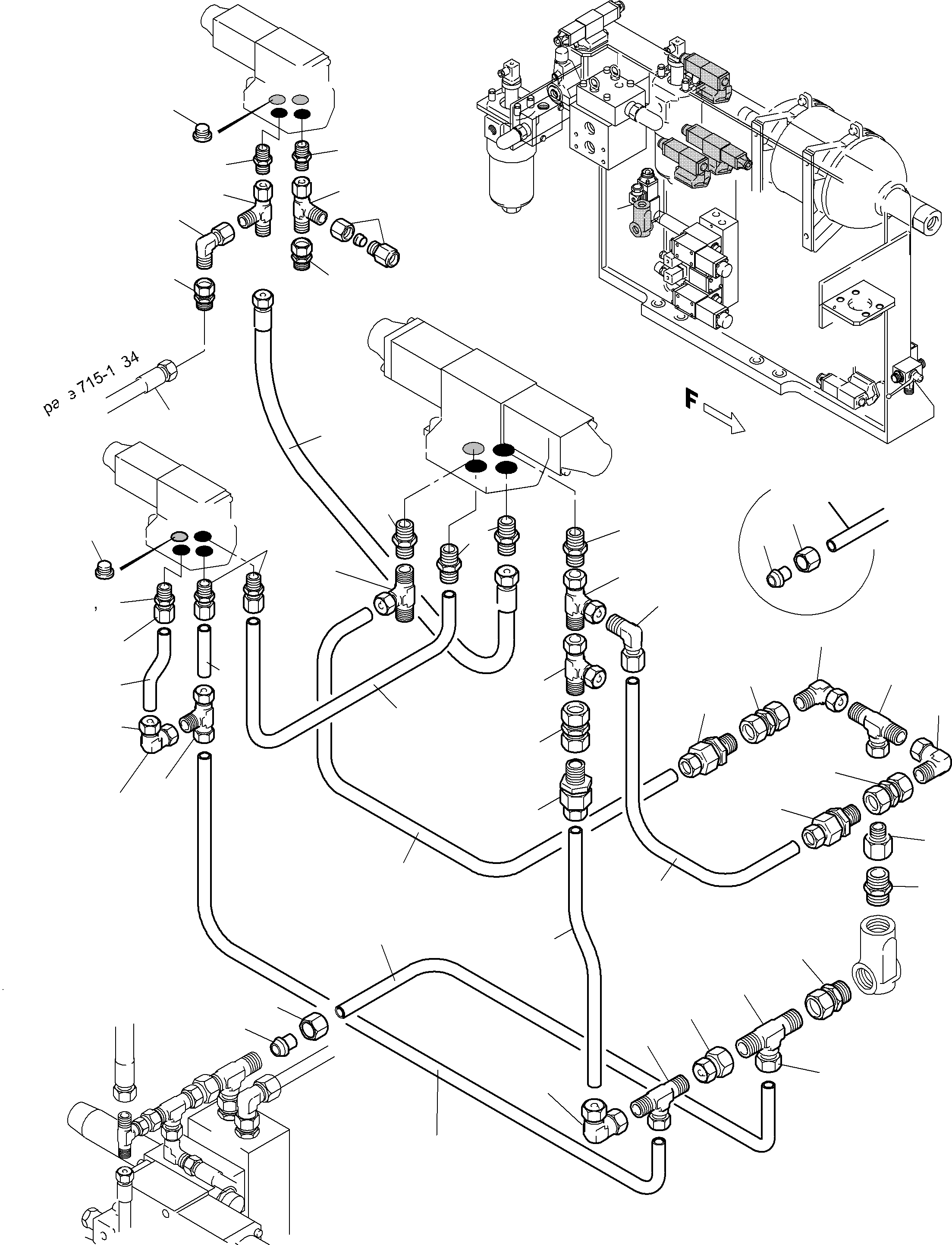 Komatsu parts book diagram for PC5500-6E S/N 15060: PIPES - CONTROL- AND FILTER PLATE, FRONT