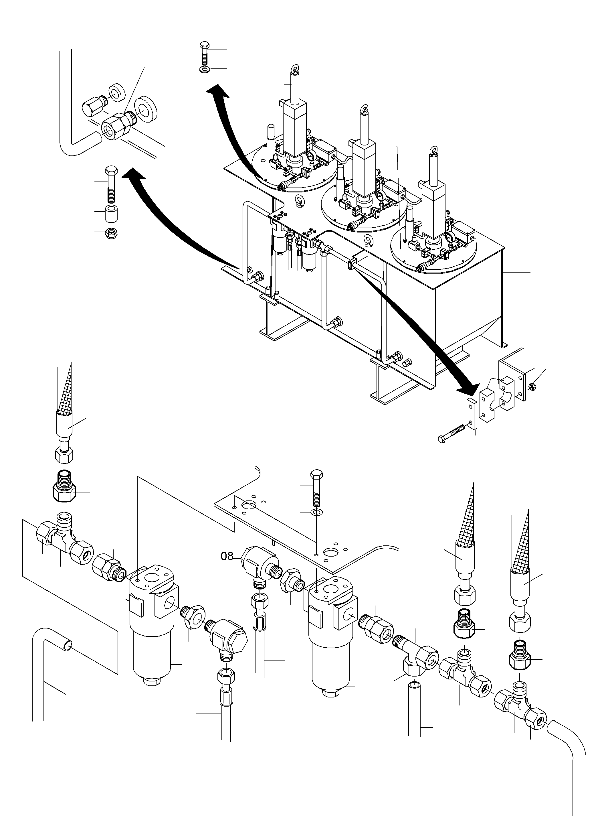 Komatsu parts book diagram for PC5500-6E S/N 15060: LUBE STATION ARRANGEMENT AND GREASE PIPE