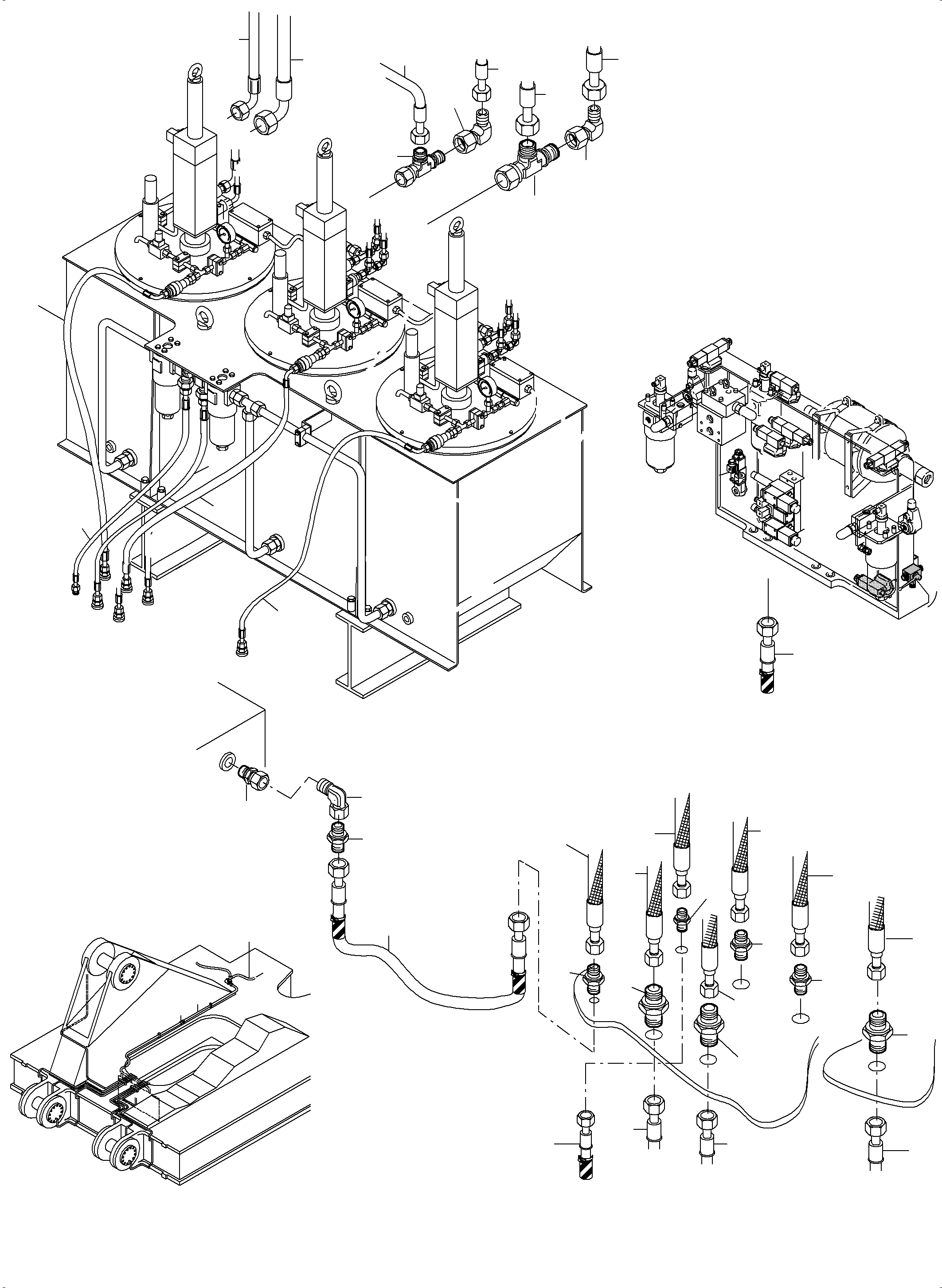 Komatsu parts book diagram for PC5500-6E S/N 15060: LUBE STATION ARRANGEMENT AND GREASE PIPE