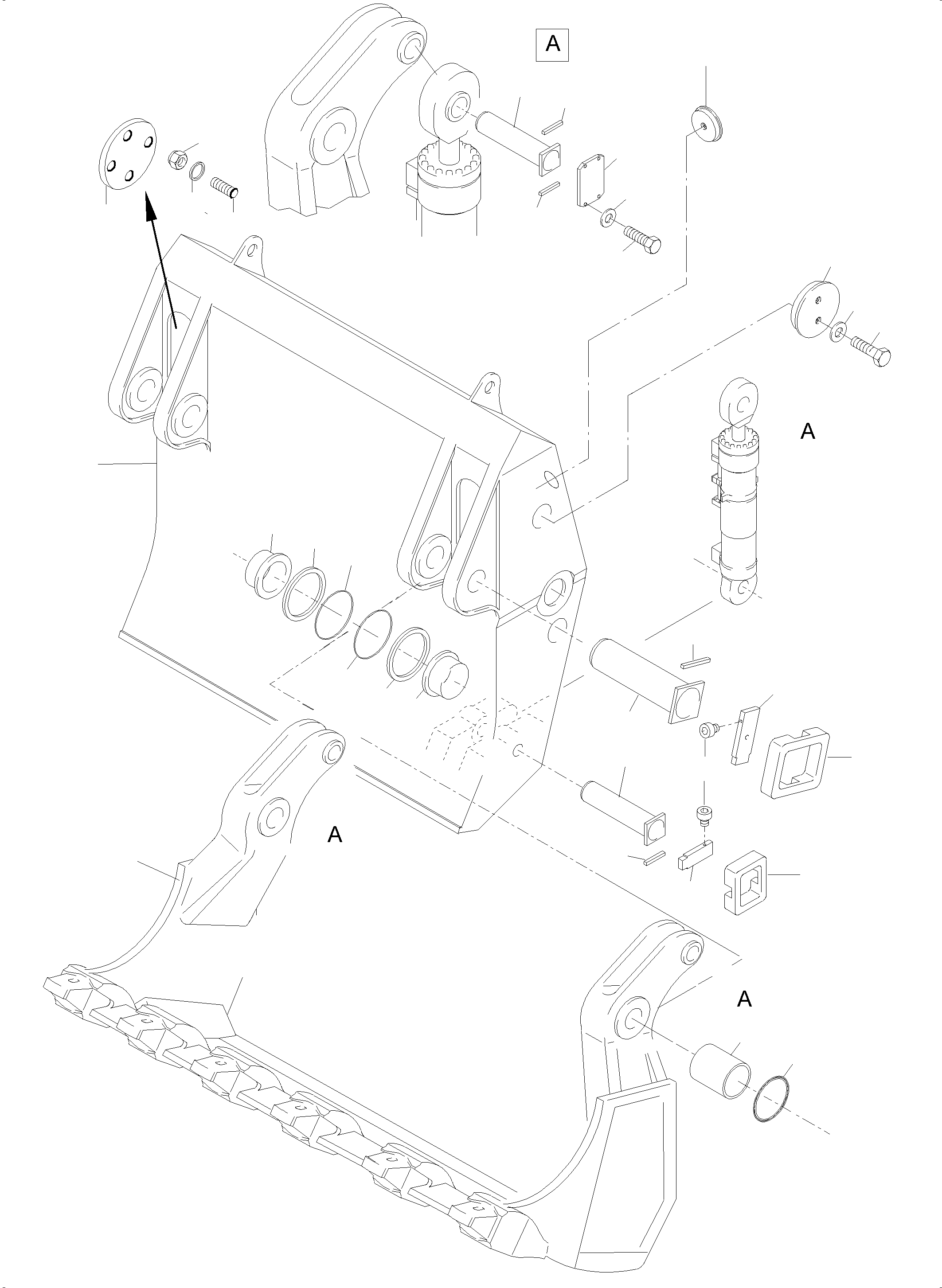 Komatsu parts book diagram for PC5500-6E S/N 15060: BULLCLAM BUCKET 26,0 CBM
