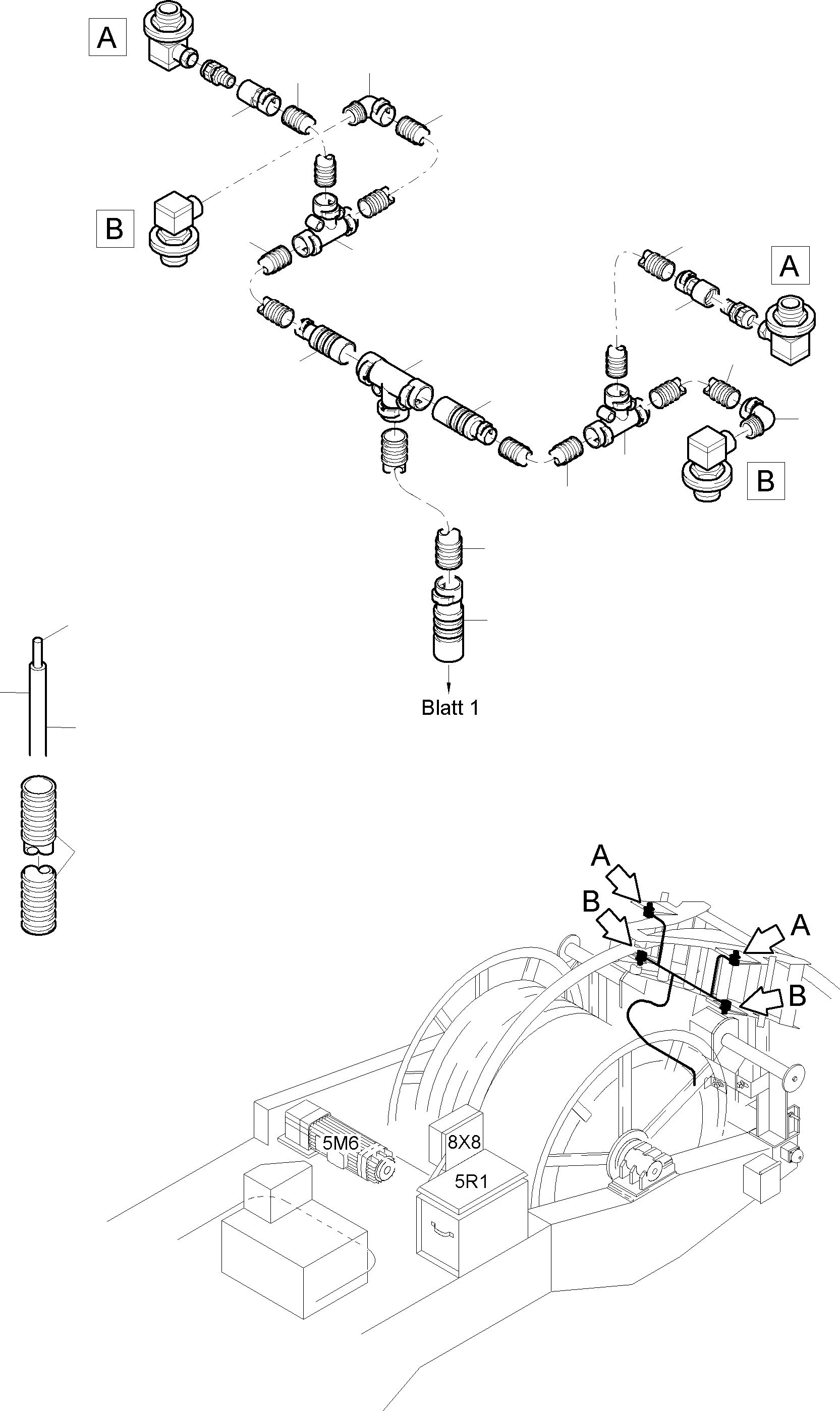 Komatsu parts book diagram for PC5500-6E S/N 15060: CABLES- CABLE DUCT