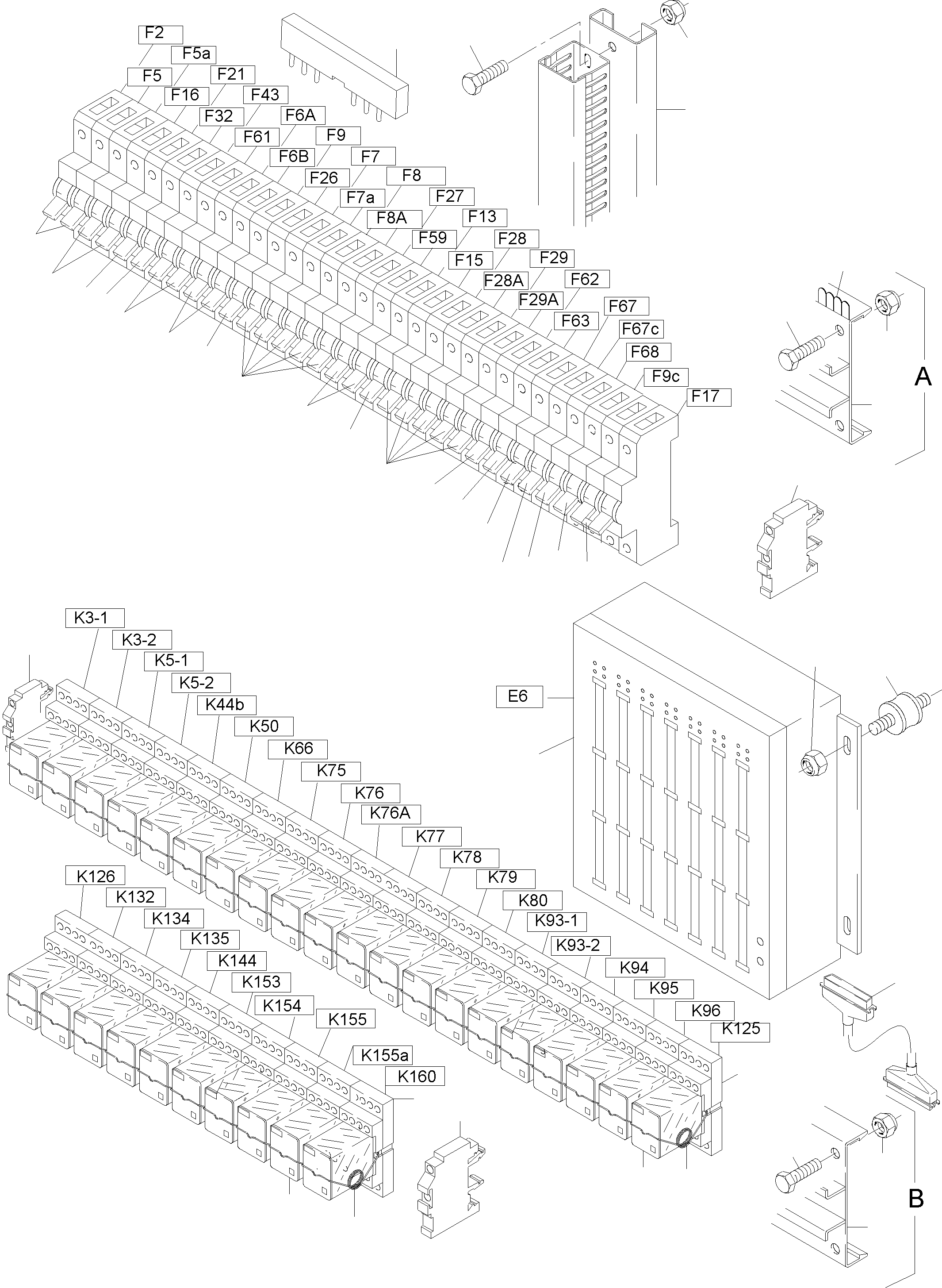 Komatsu parts book diagram for PC5500-6E S/N 15060: MAIN SWITCH BOX IN CAB SUPPORT