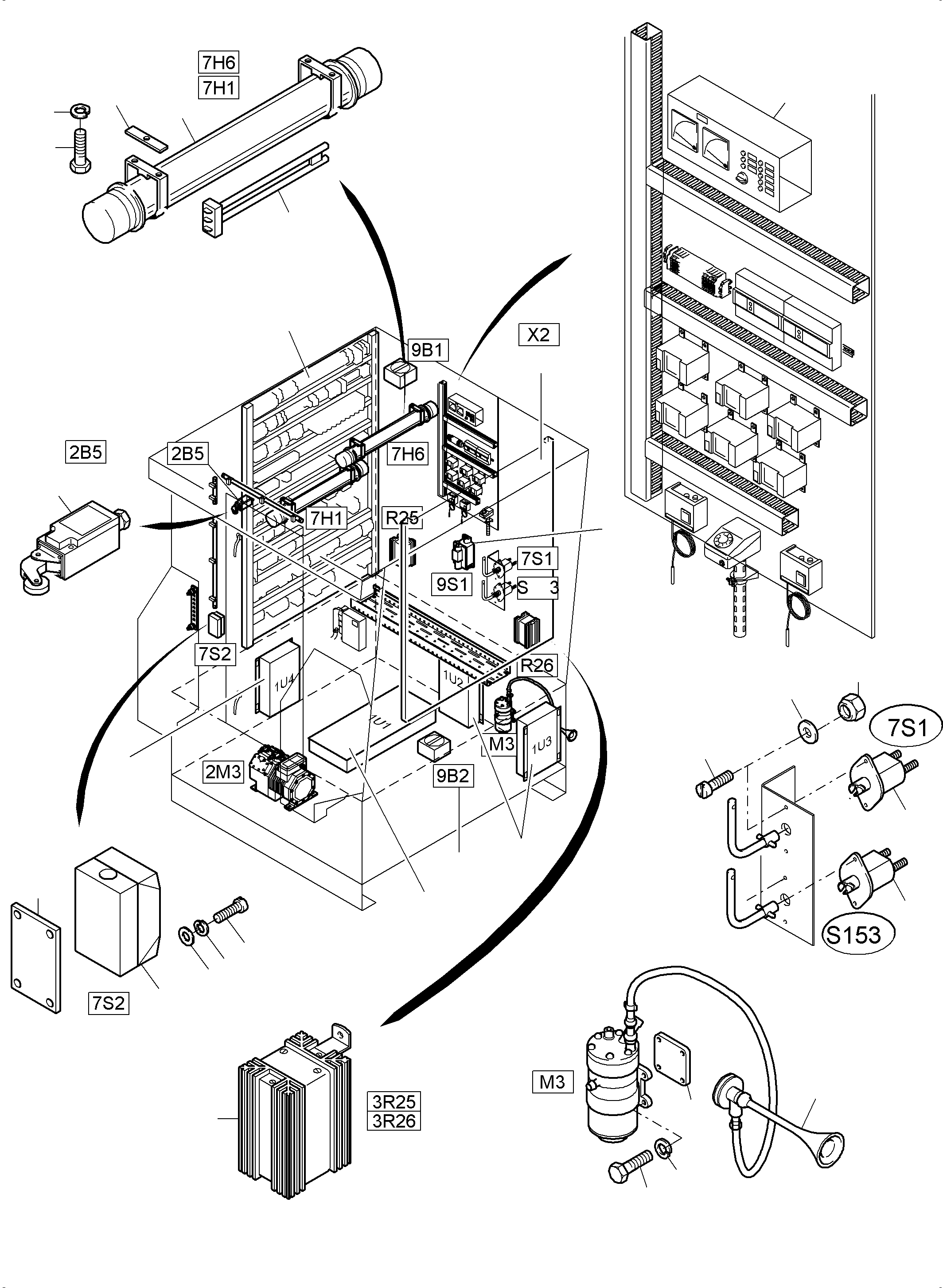 Komatsu parts book diagram for PC5500-6E S/N 15060: ELECTRIC - CAB SUPPORT