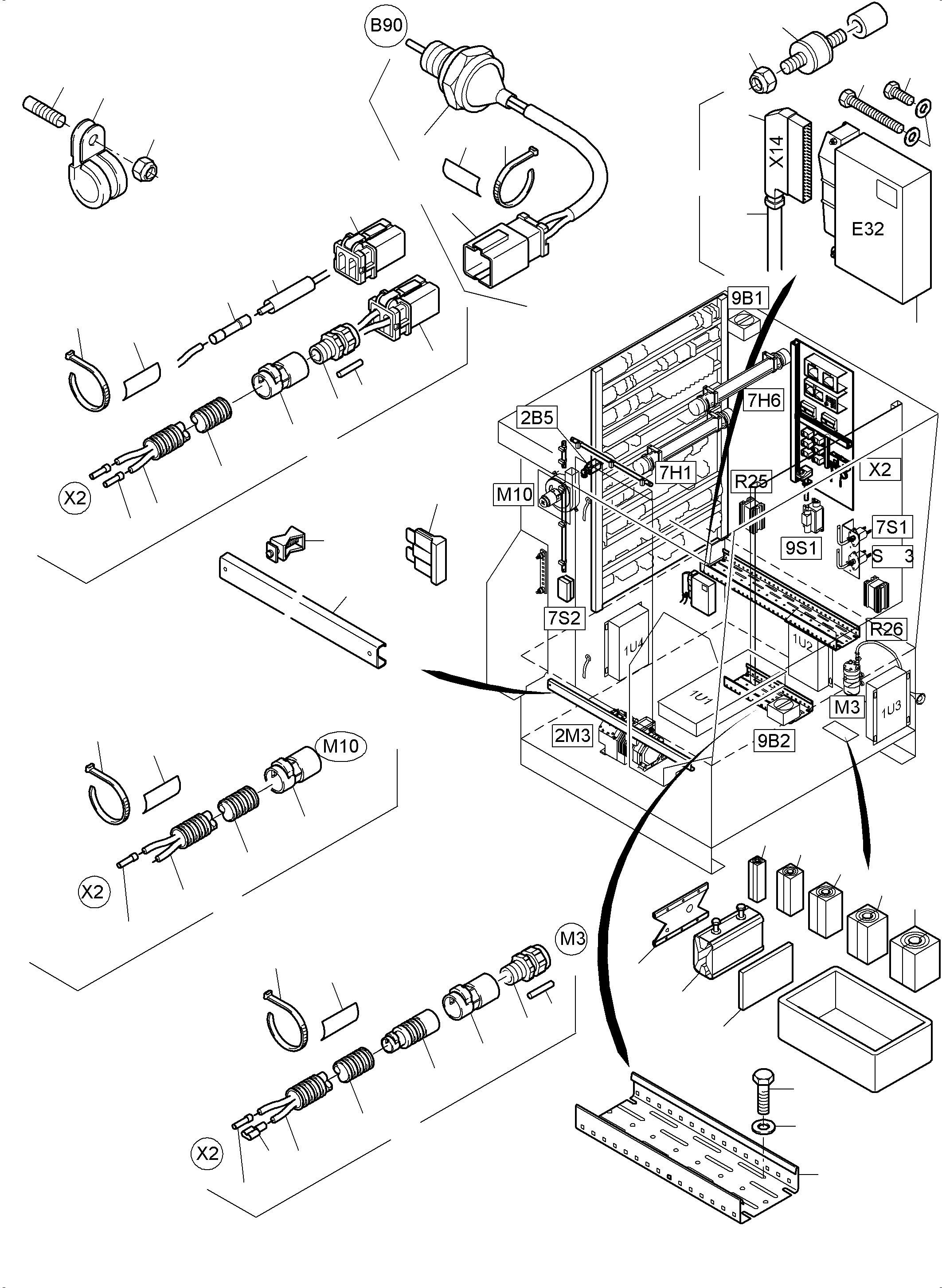 Komatsu parts book diagram for PC5500-6E S/N 15060: ELECTRIC - CAB SUPPORT
