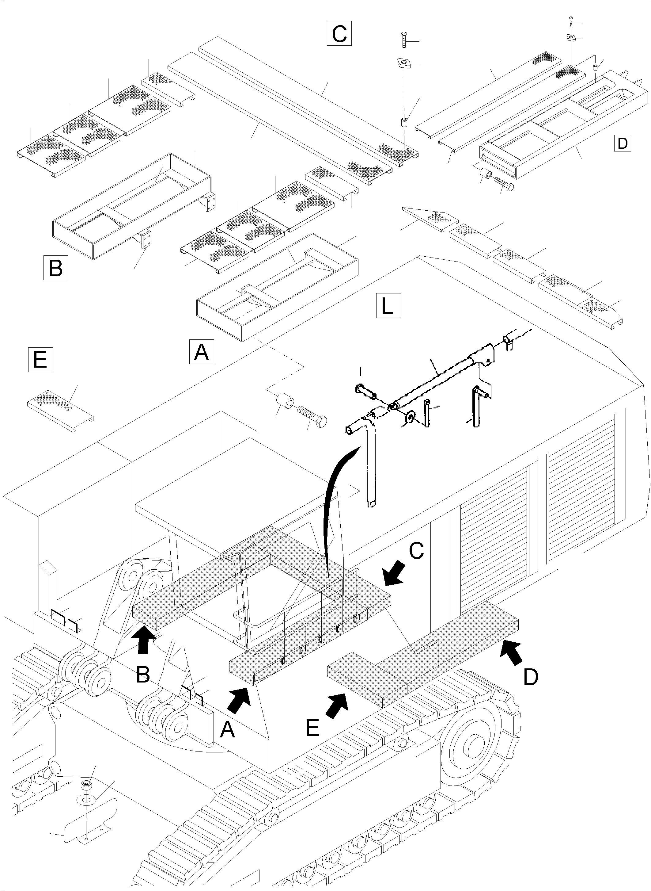 Komatsu parts book diagram for PC5500-6E S/N 15060: RAILS