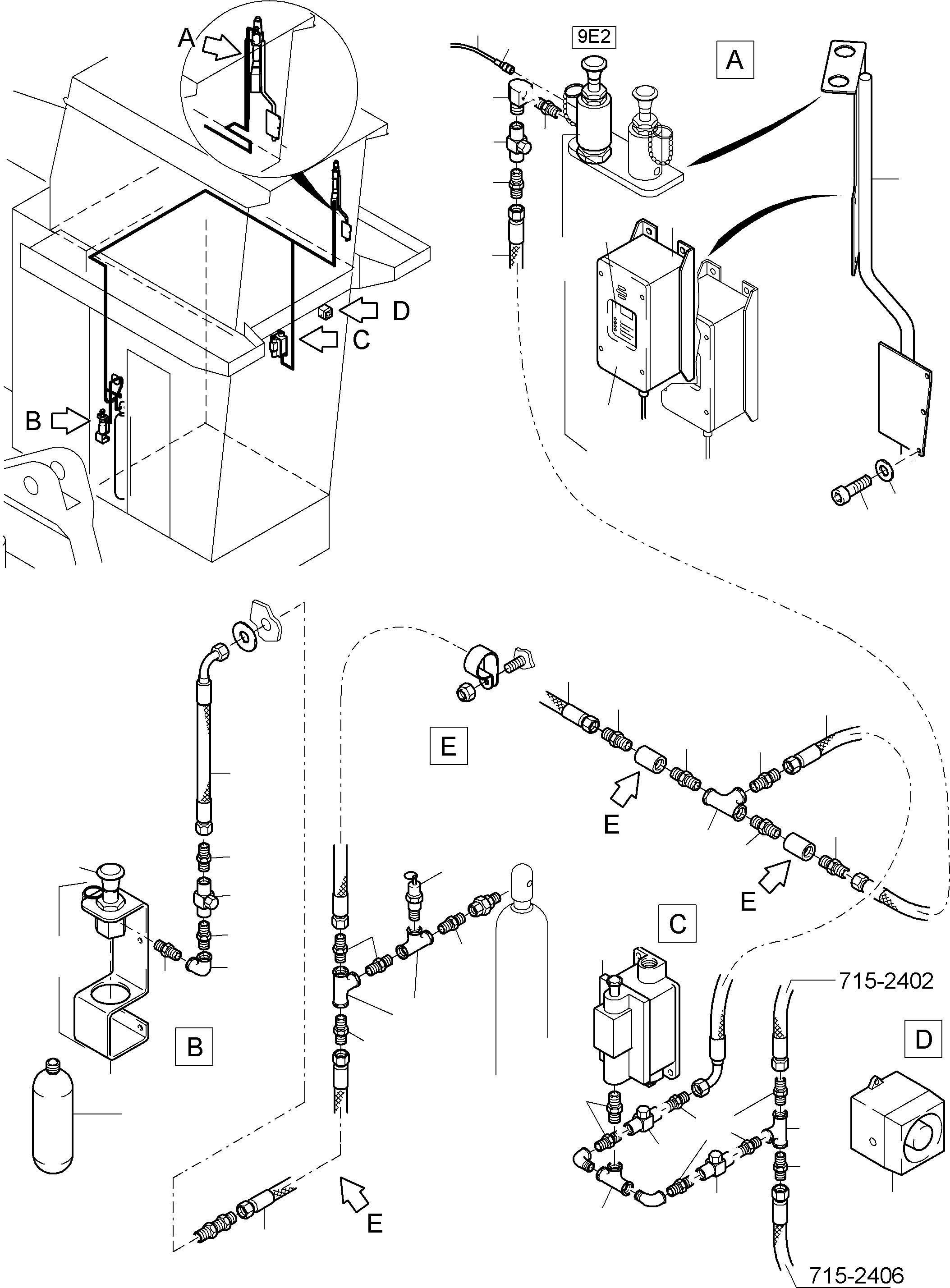 Komatsu parts book diagram for PC5500-6E S/N 15060: ACTUATING SYSTEM, HAND OPERATED
