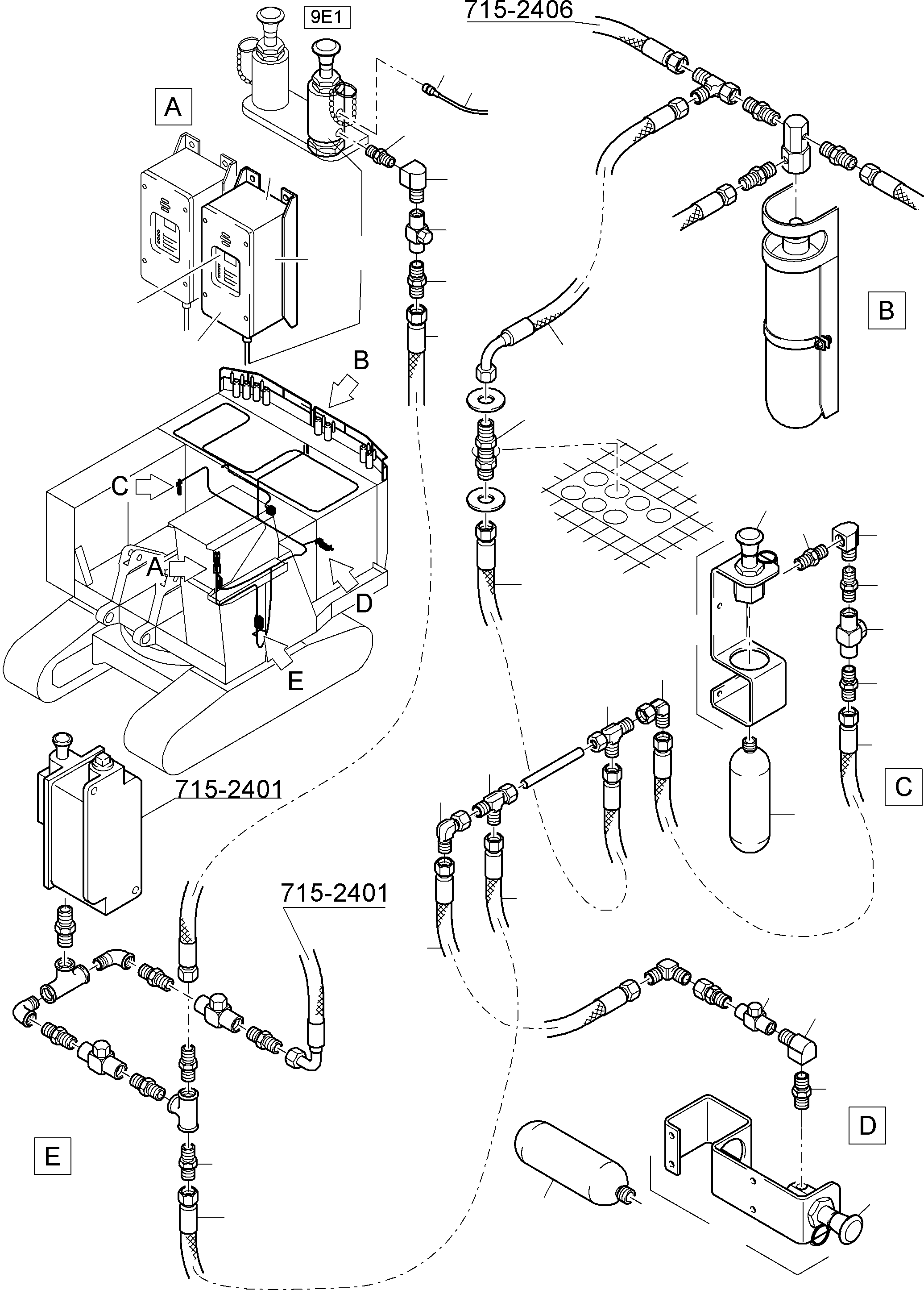 Komatsu parts book diagram for PC5500-6E S/N 15060: ACTUATING SYSTEM, HAND OPERATED