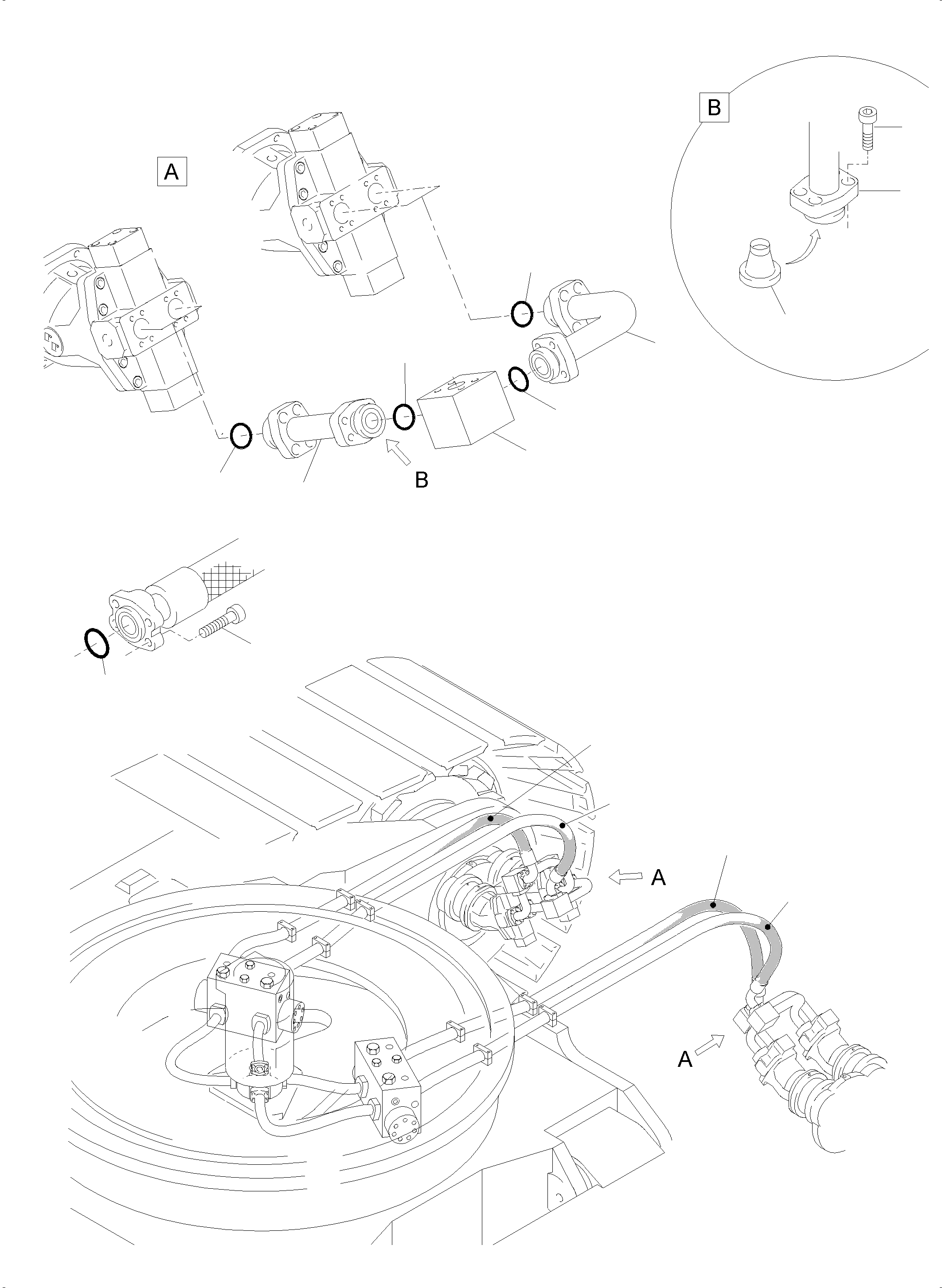 Excavators Mining Komatsu / PC5500-6 S/N 15123(g15123) / Pressure Lines, TravelMotors - Rotary Joint(515-3166b : 515-3166b)