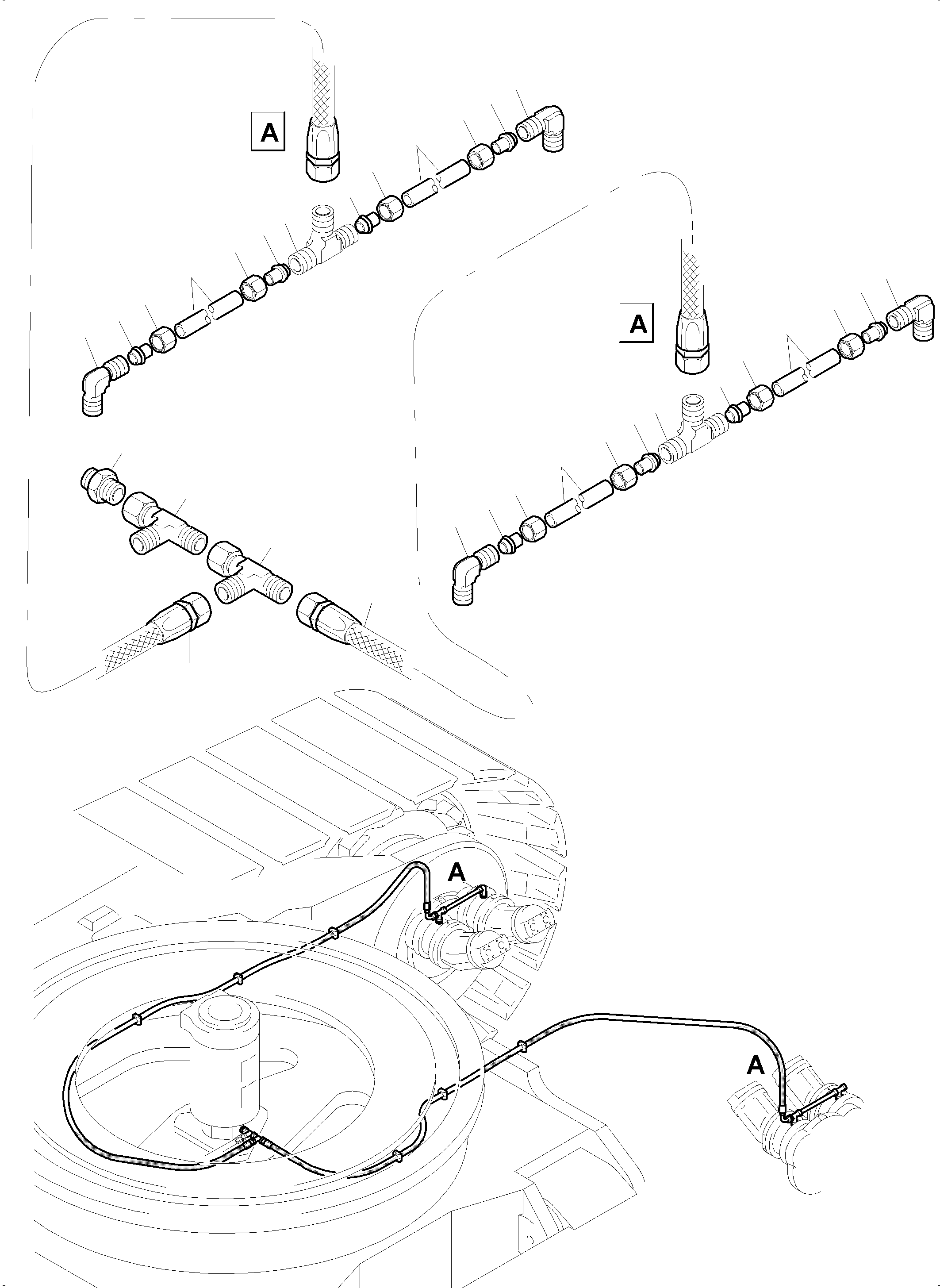 Excavators Mining Komatsu / PC5500-6 S/N 15123(g15123) / Piping - Parking Brake. Breather Hoses(515-3181b : 515-3181b)