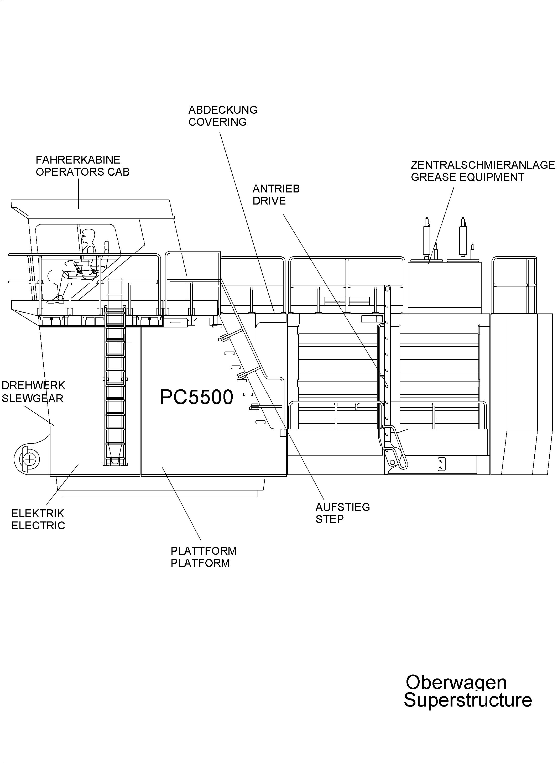 Komatsu parts book diagram for PC5500-6E S/N 15124: 