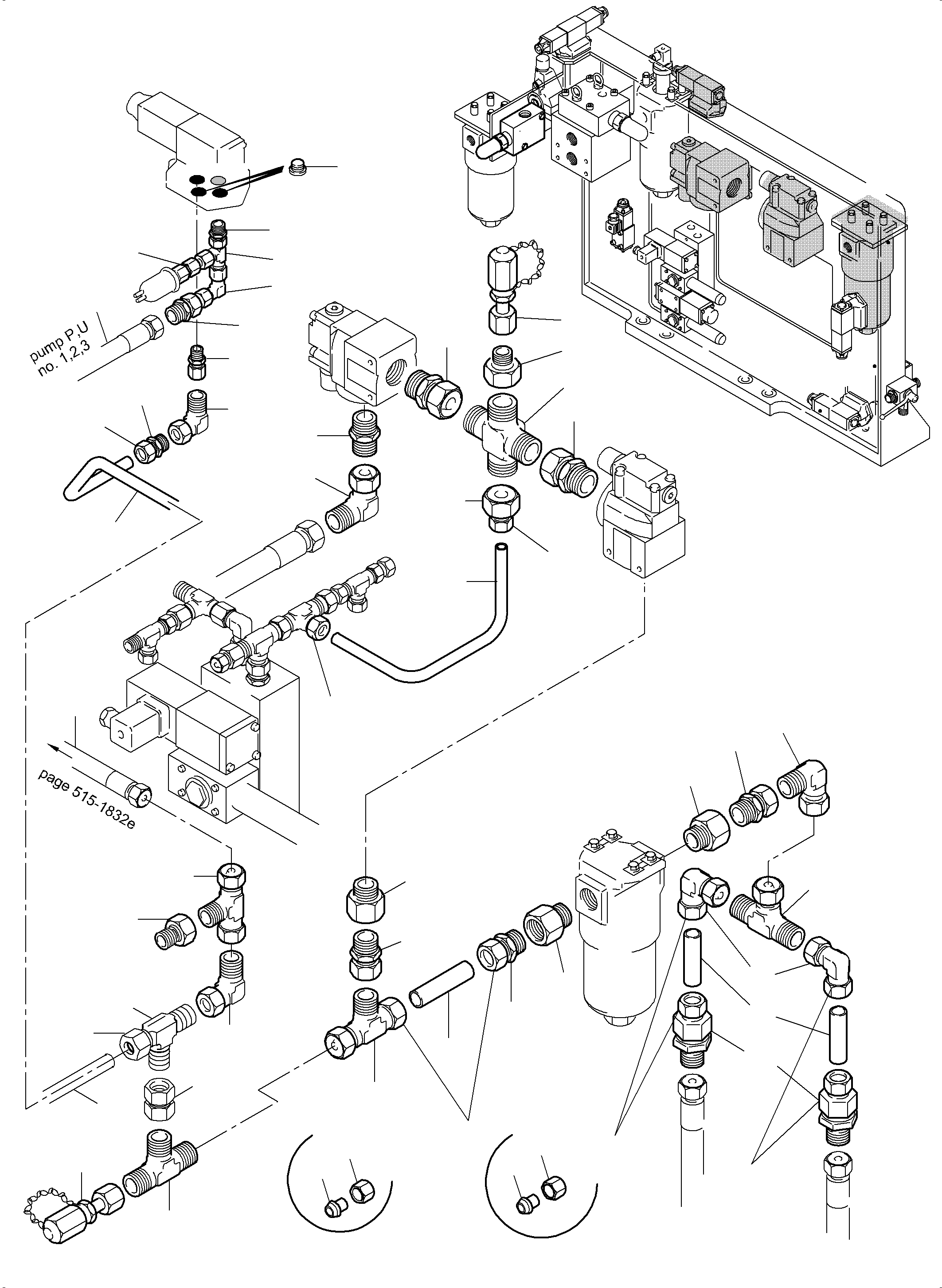 Komatsu parts book diagram for PC5500-6E S/N 15124: PIPES - CONTROL- AND FILTER PLATE, REAR