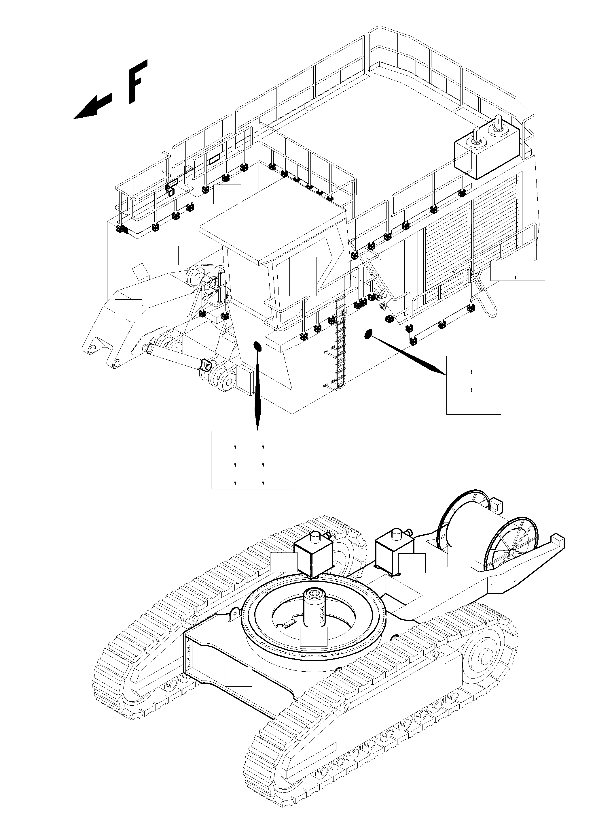 Komatsu parts book diagram for PC5500-6E S/N 15124: ELECTRIC EQUIPMENT, LOCATIONS-OVERVIEW