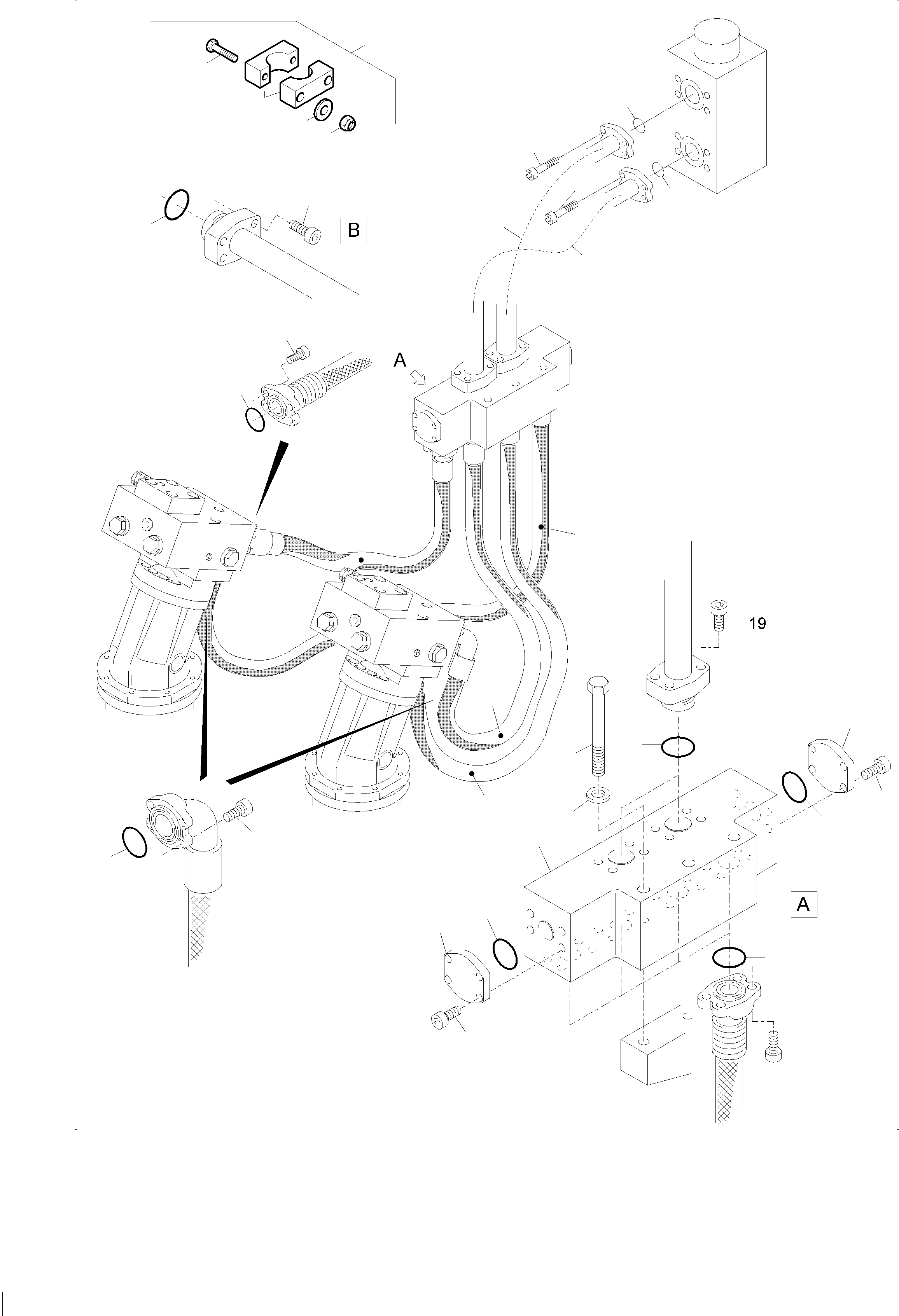 Komatsu parts book diagram for PC5500-6E S/N 15124: PRESSURE LINES - SLEW GEAR