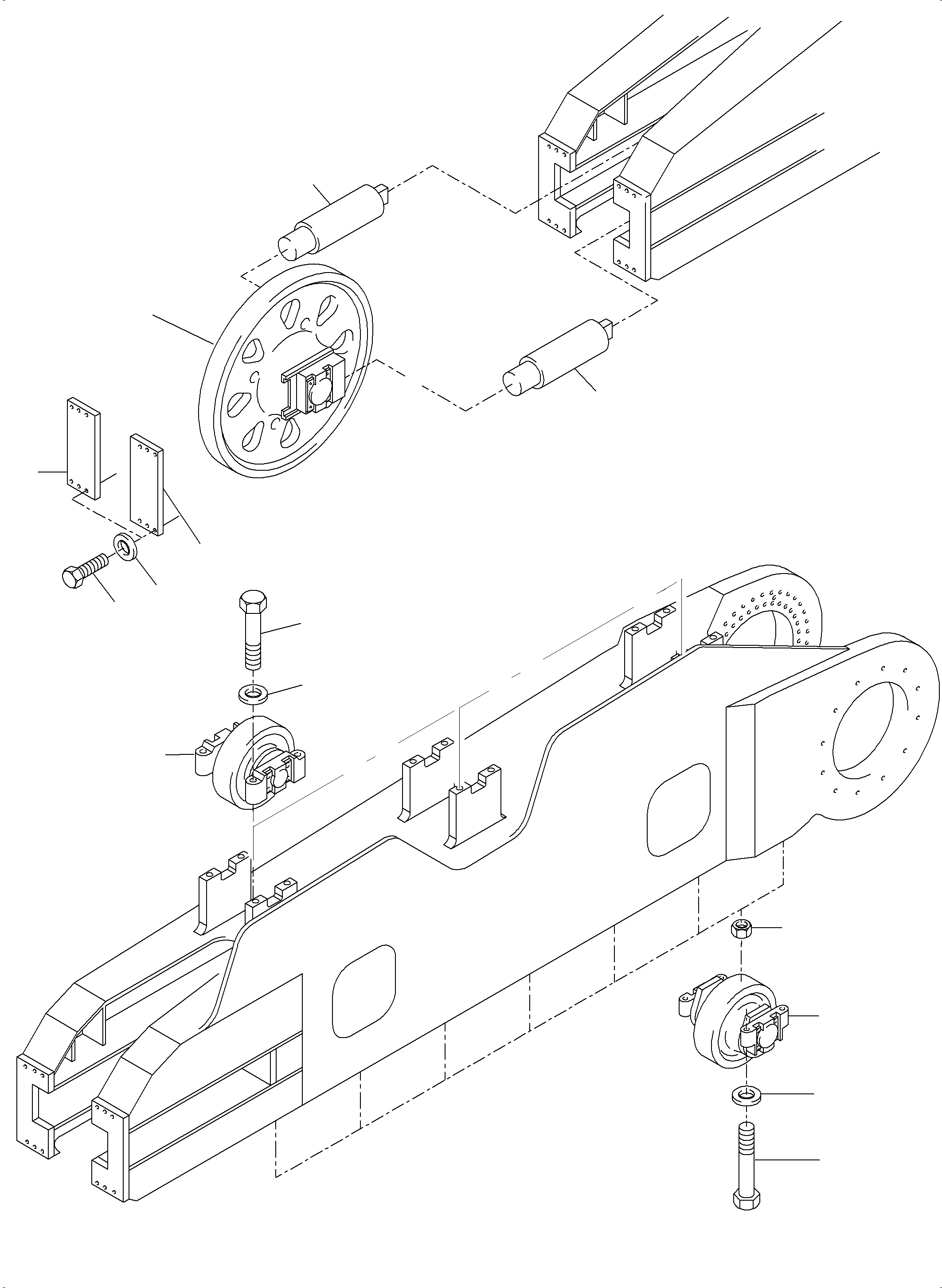 Komatsu parts book diagram for PC5500-6E S/N 15124: TRACK GROUP - IDLER PROTECTION NT/TT
