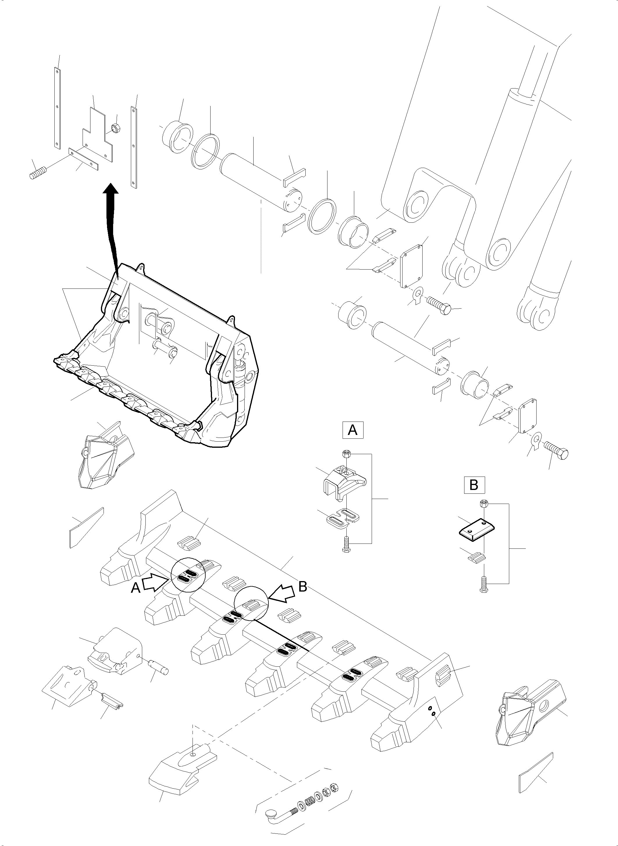 Komatsu parts book diagram for PC5500-6E S/N 15124: BULLCLAM BUCKET 26,0 CBM (LIP WP4)