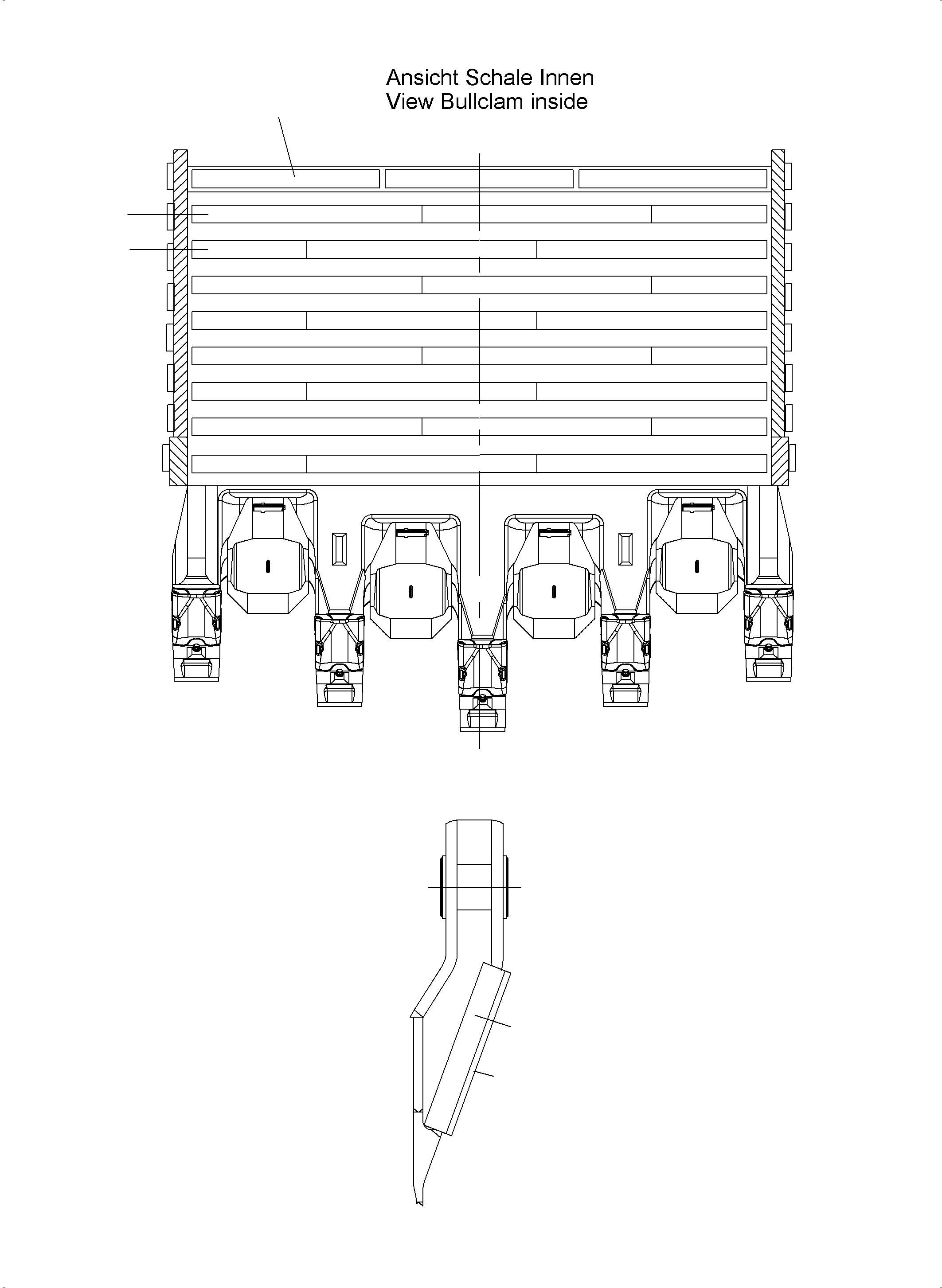 Komatsu parts book diagram for PC5500-6E S/N 15124: WEAR PACKAGE BACK PANEL AND BULLCLAM 26 CBM WP4