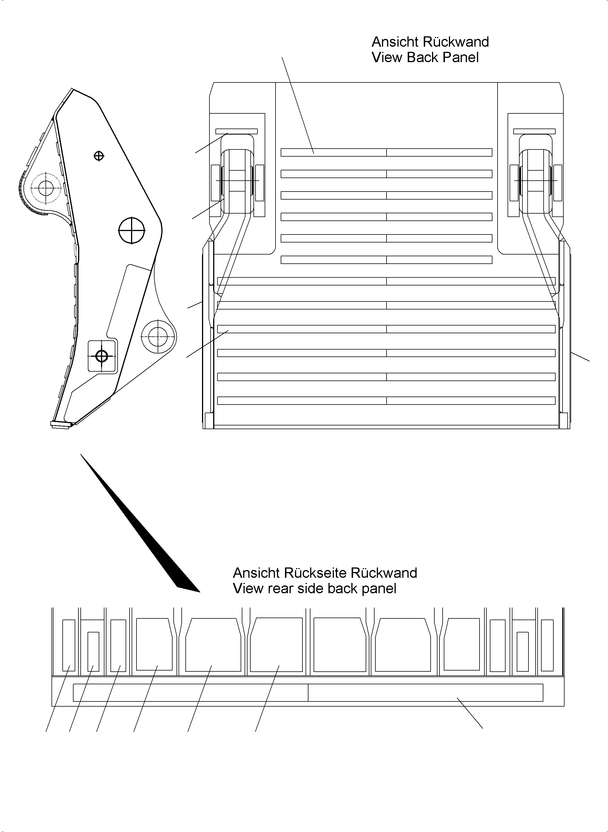 Komatsu parts book diagram for PC5500-6E S/N 15124: WEAR PACKAGE BACK PANEL AND BULLCLAM 26 CBM WP4