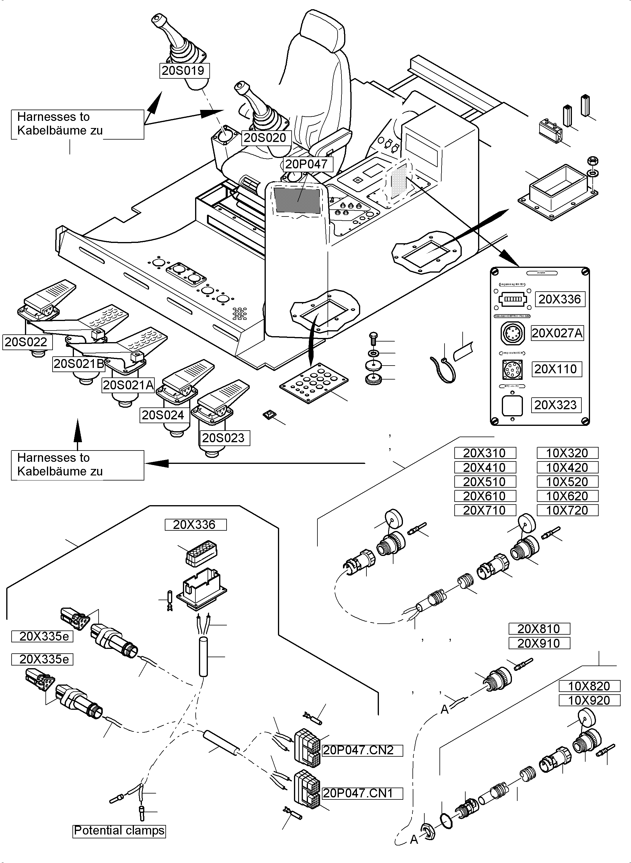 Komatsu parts book diagram for PC5500-6E S/N 15124: CABIN-HARNESSES-ELECTRIC