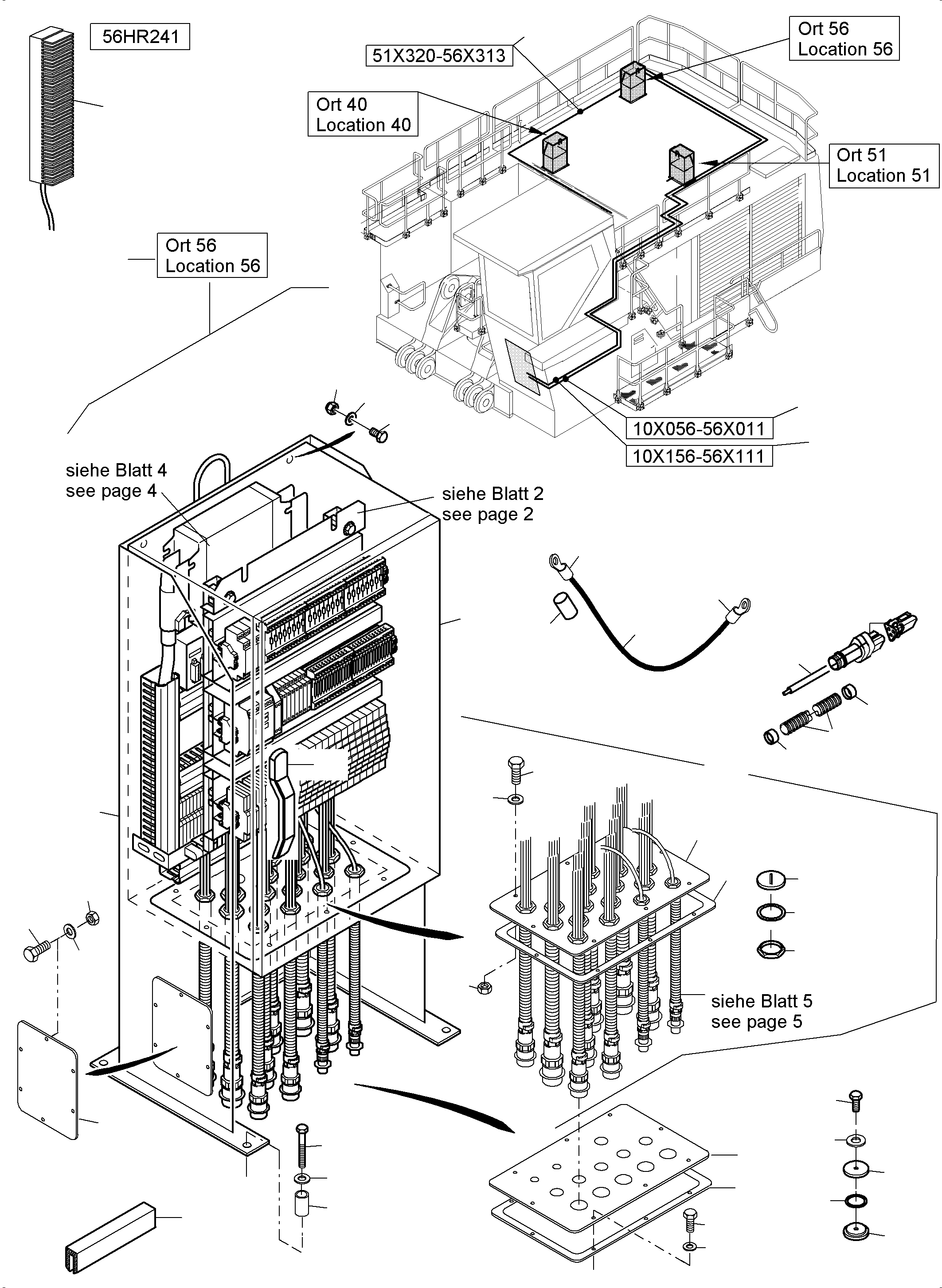Komatsu parts book diagram for PC5500-6E S/N 15124: SWITCH CABINET LOCATION 56