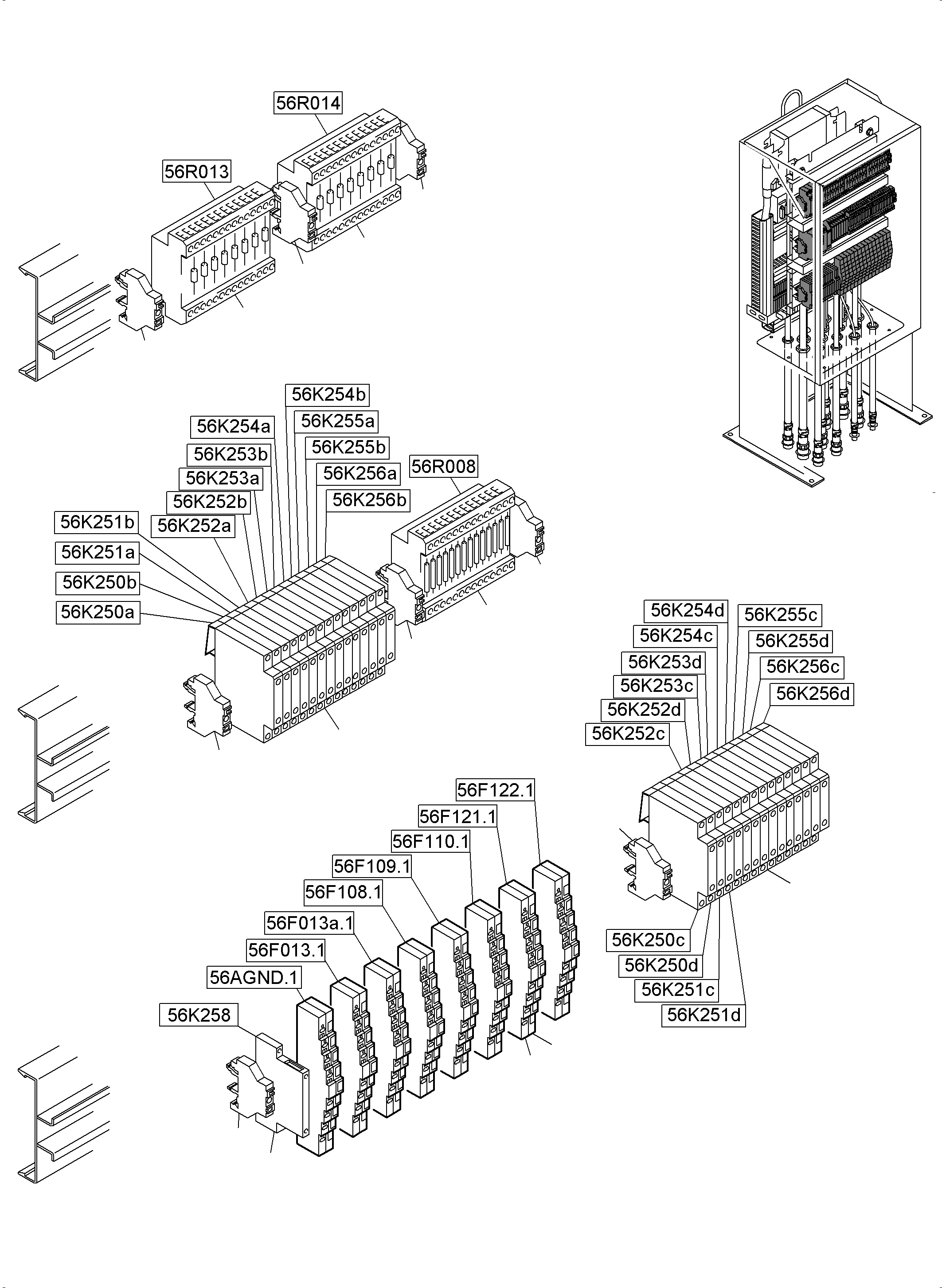 Komatsu parts book diagram for PC5500-6E S/N 15124: SWITCH CABINET LOCATION 56
