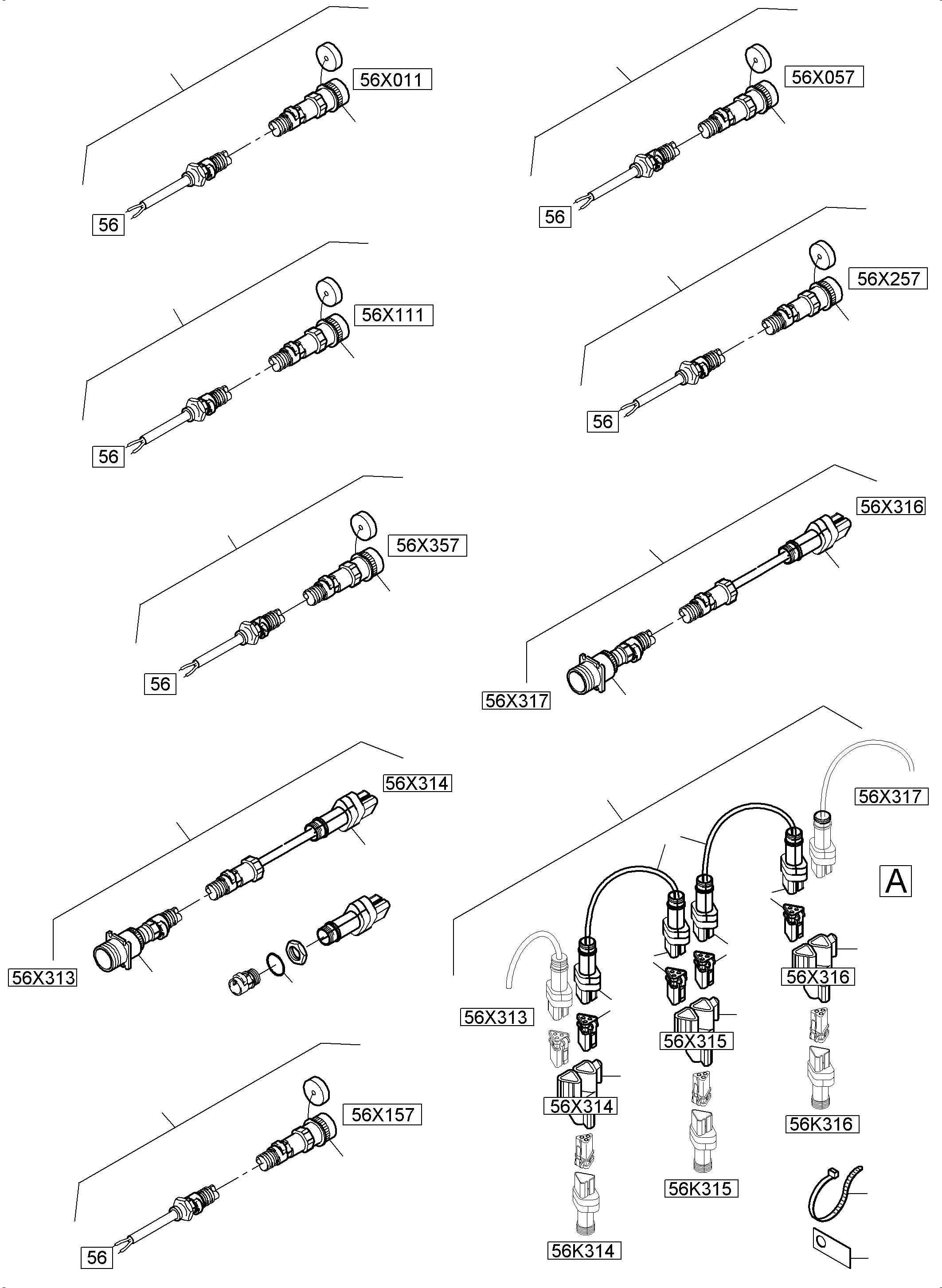Komatsu parts book diagram for PC5500-6E S/N 15124: SWITCH CABINET LOCATION 56