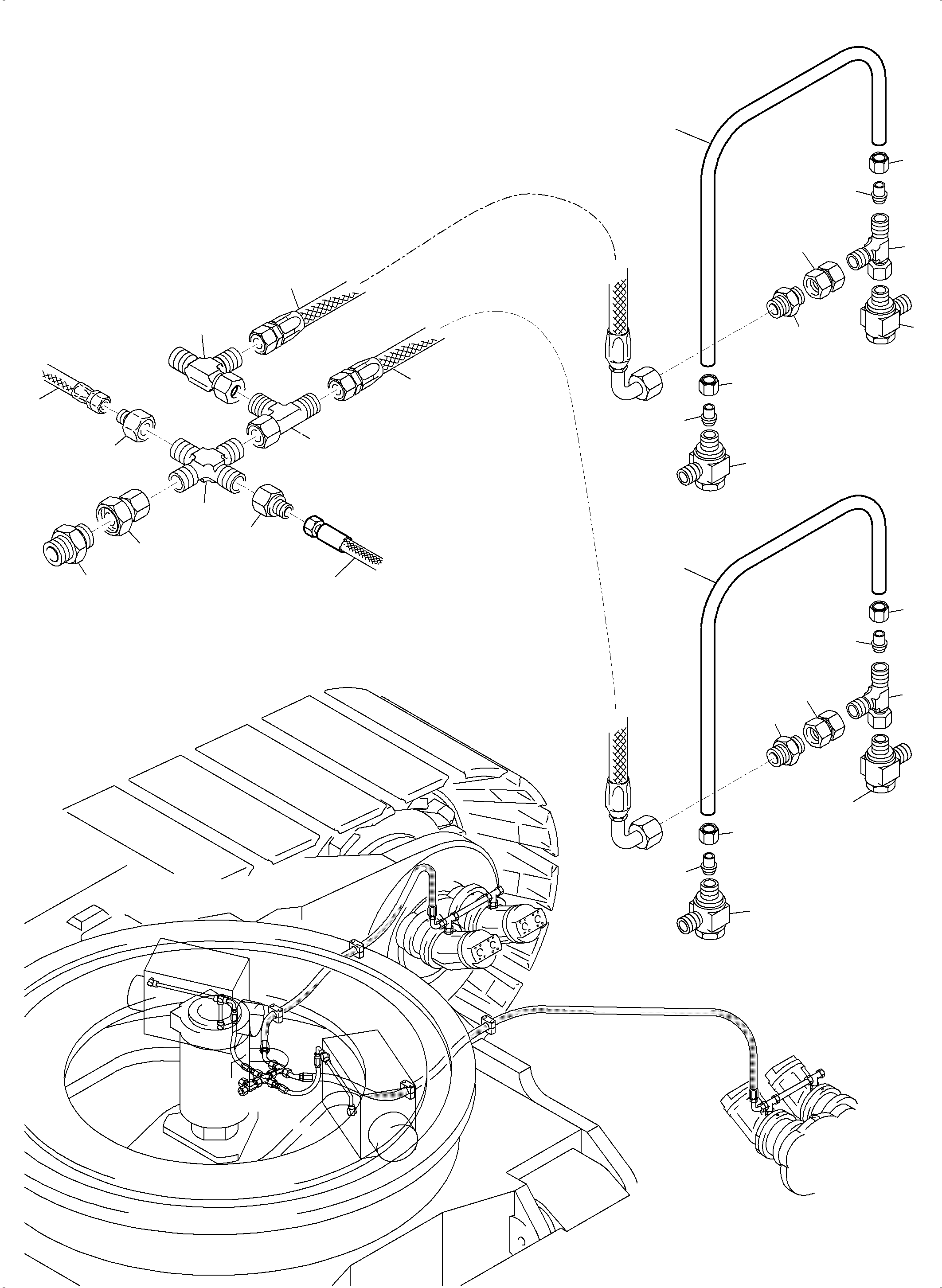 Komatsu parts book diagram for PC5500-6E S/N 15124: DRIVE MOTOR - LEAKAGELINES