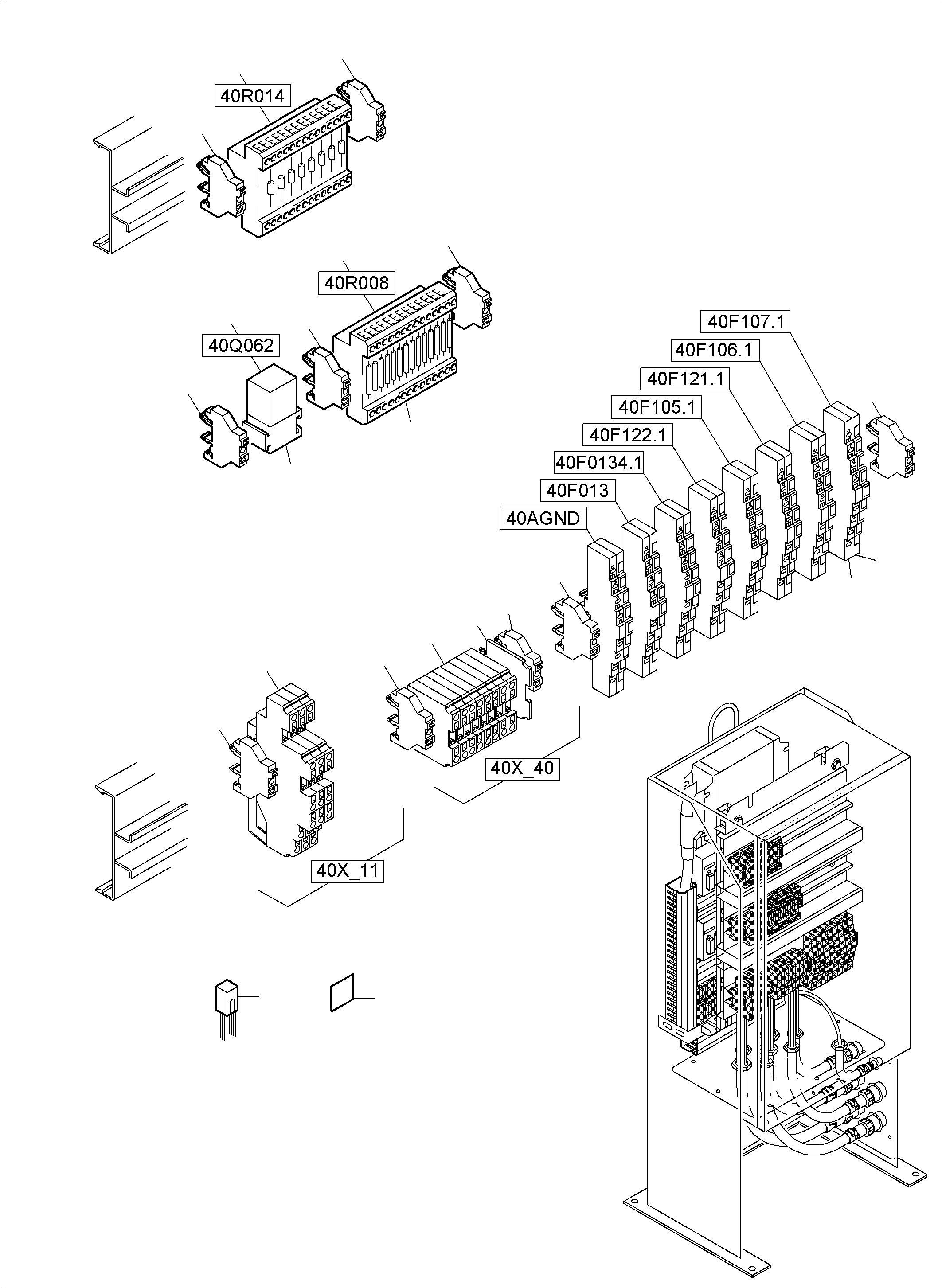 Komatsu parts book diagram for PC5500-6E S/N 15124: SWITCH CABINET ORT 40