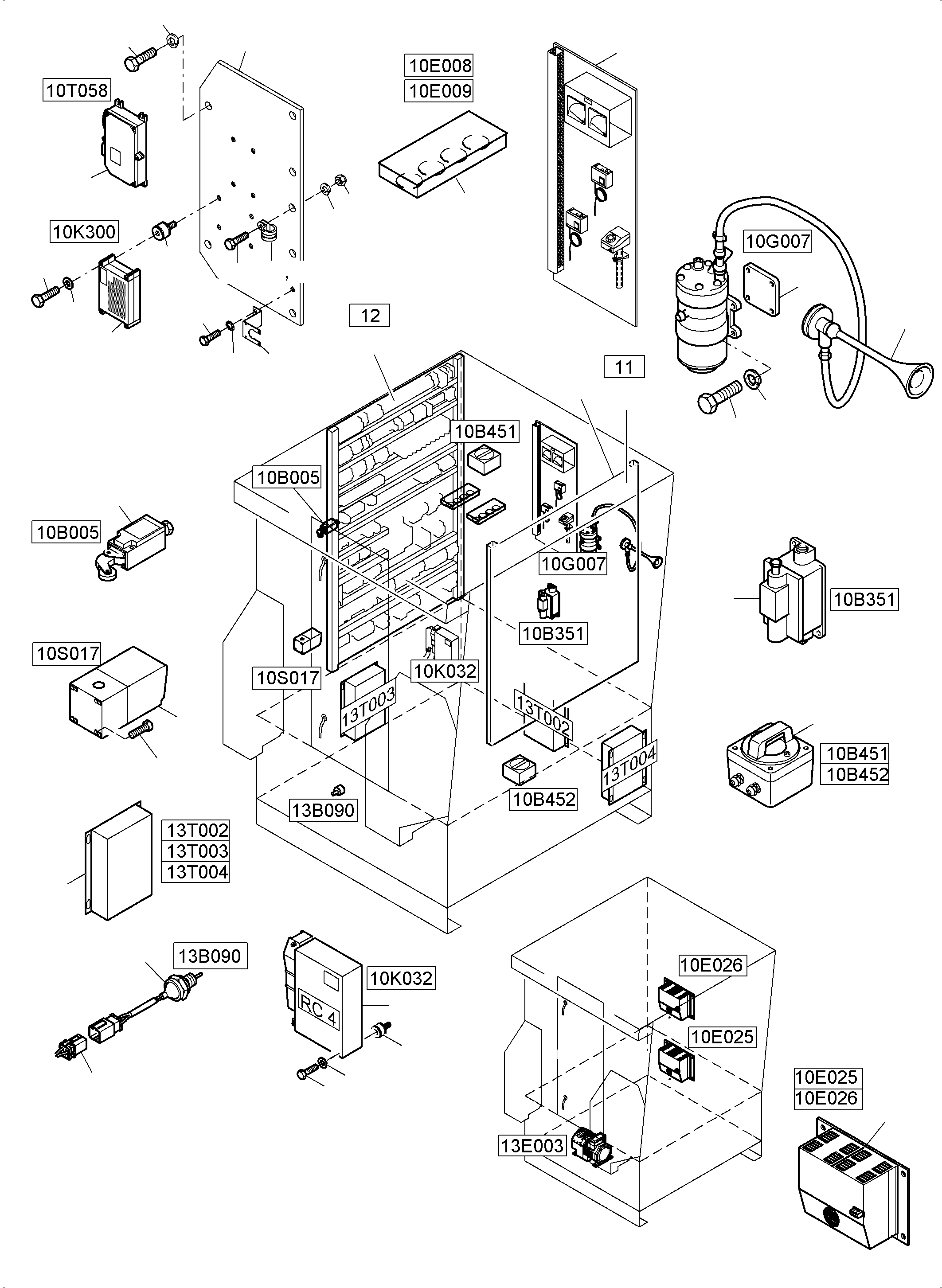 Komatsu parts book diagram for PC5500-6E S/N 15124: ELECTRIC - CAB SUPPORT AND INTERMEDIATE LANDING