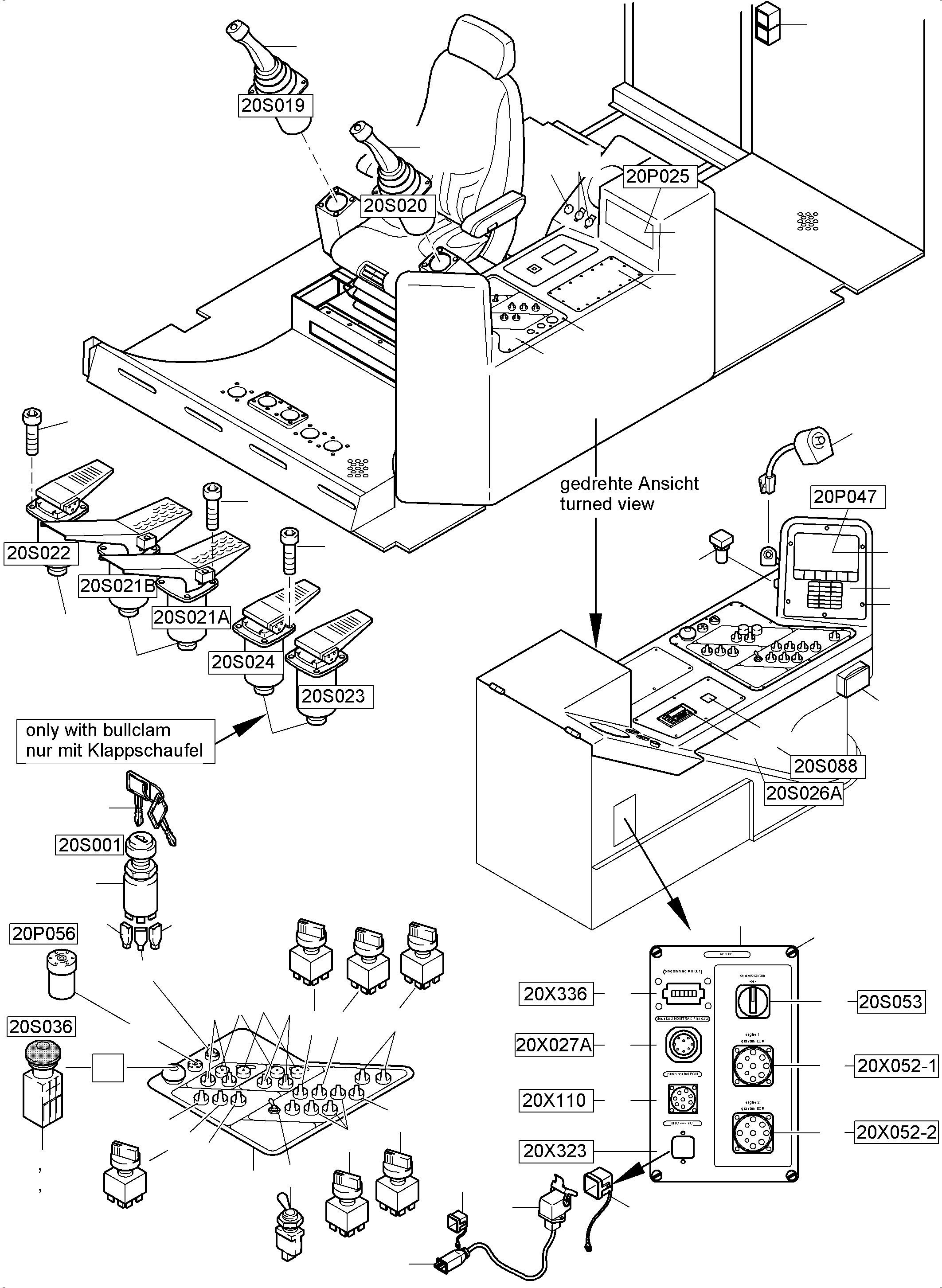Excavators Mining Komatsu / PC5500-6 S/N 15129(g15129) / Cabin - Operation elements - Location 20(515-2220 : 515-2220)