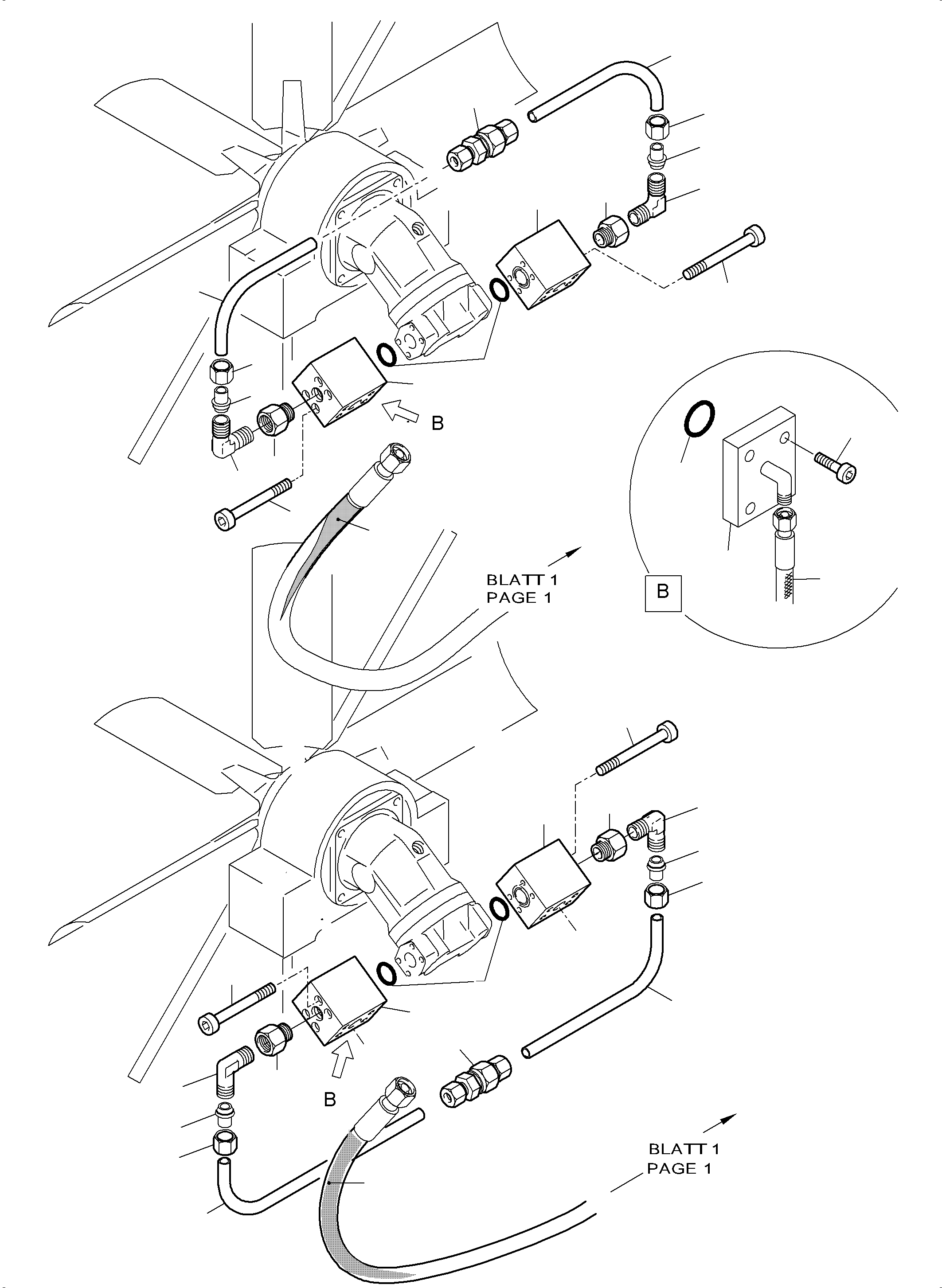 Excavators Mining Komatsu / PC5500-6E S/N 15130(g15130) / Pressure Lines - Fan Motors (Oil Cooler)(715-1816c : 715-1816c)