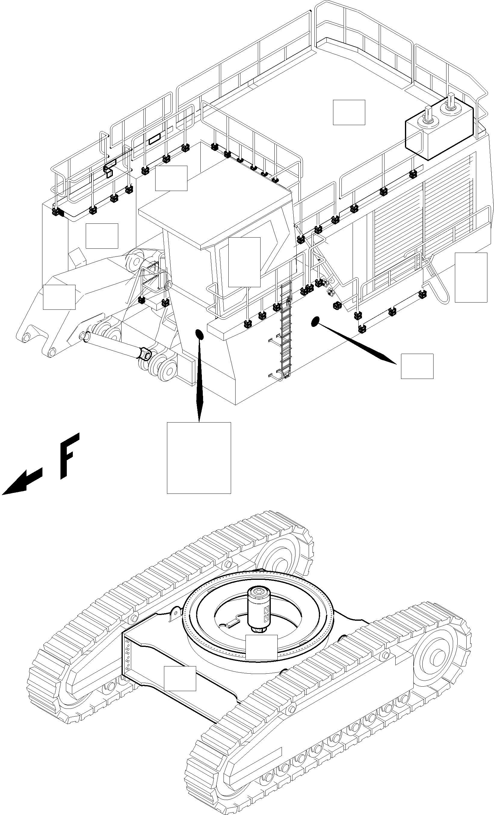 Komatsu parts book diagram for PC5500-6 S/N 15182: ELECTRIC EQUIPMENT, LOCATIONS-OVERVIEW