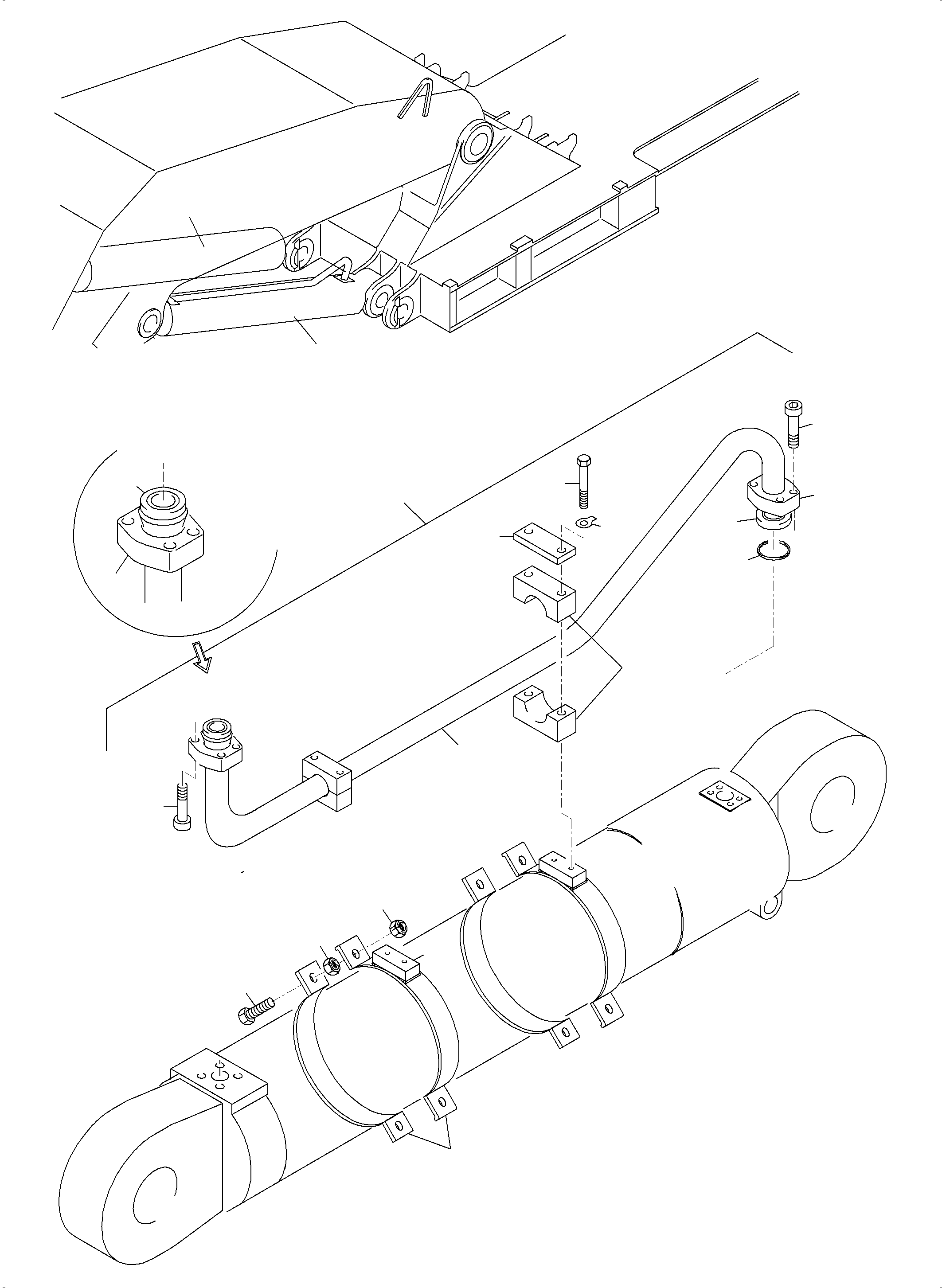 Komatsu parts book diagram for PC5500-6 S/N 15182: PIPING - BOOM CYLINDER BACKHOE BUCKET