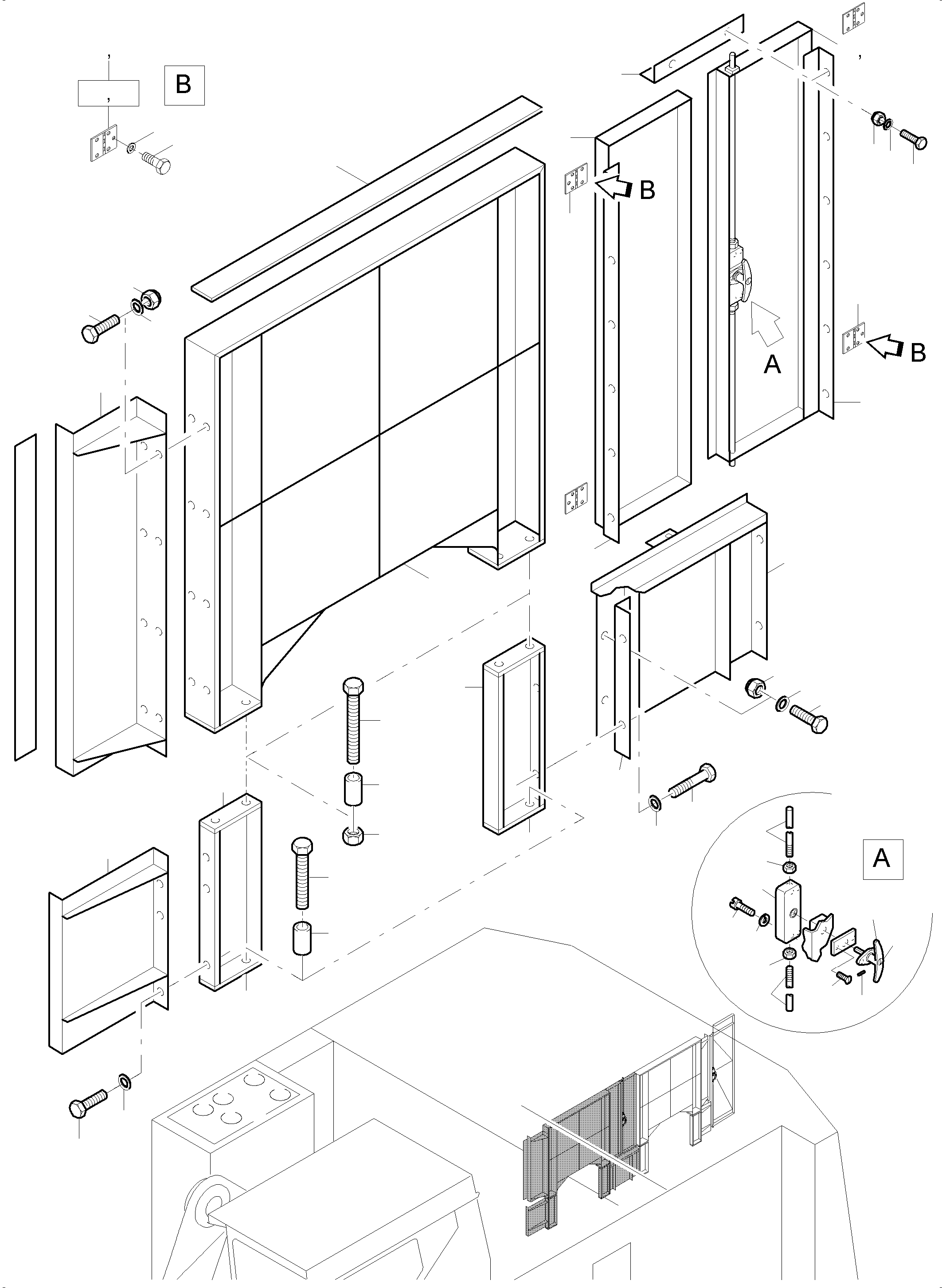 Komatsu parts book diagram for PC5500-6 S/N 15182: FIRE PRECAUTION WALL WITH DOORS