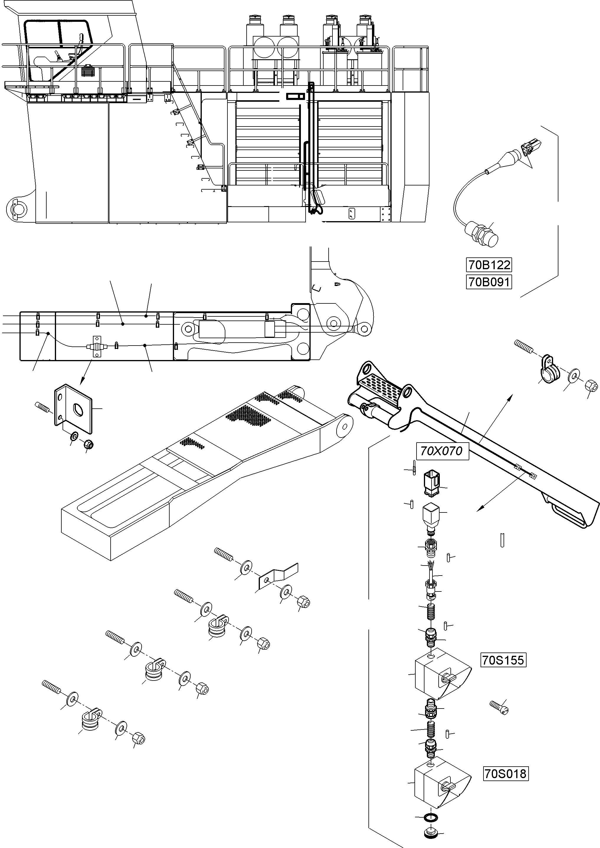 Komatsu parts book diagram for PC5500-6 S/N 15182: ELECTRIC PARTS - ASCENT
