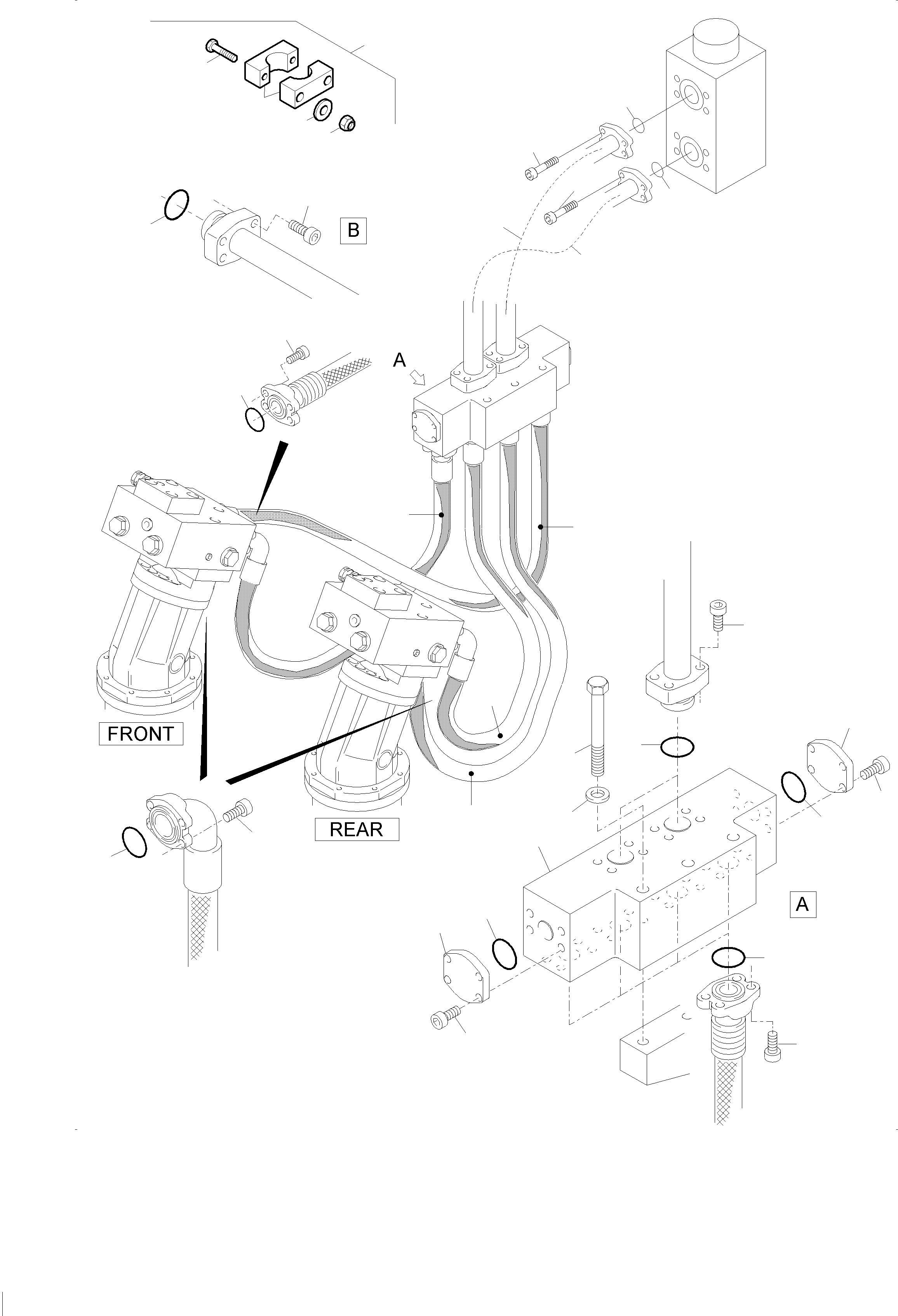Komatsu parts book diagram for PC5500-6 S/N 15182: PRESSURE LINES - SLEW GEAR