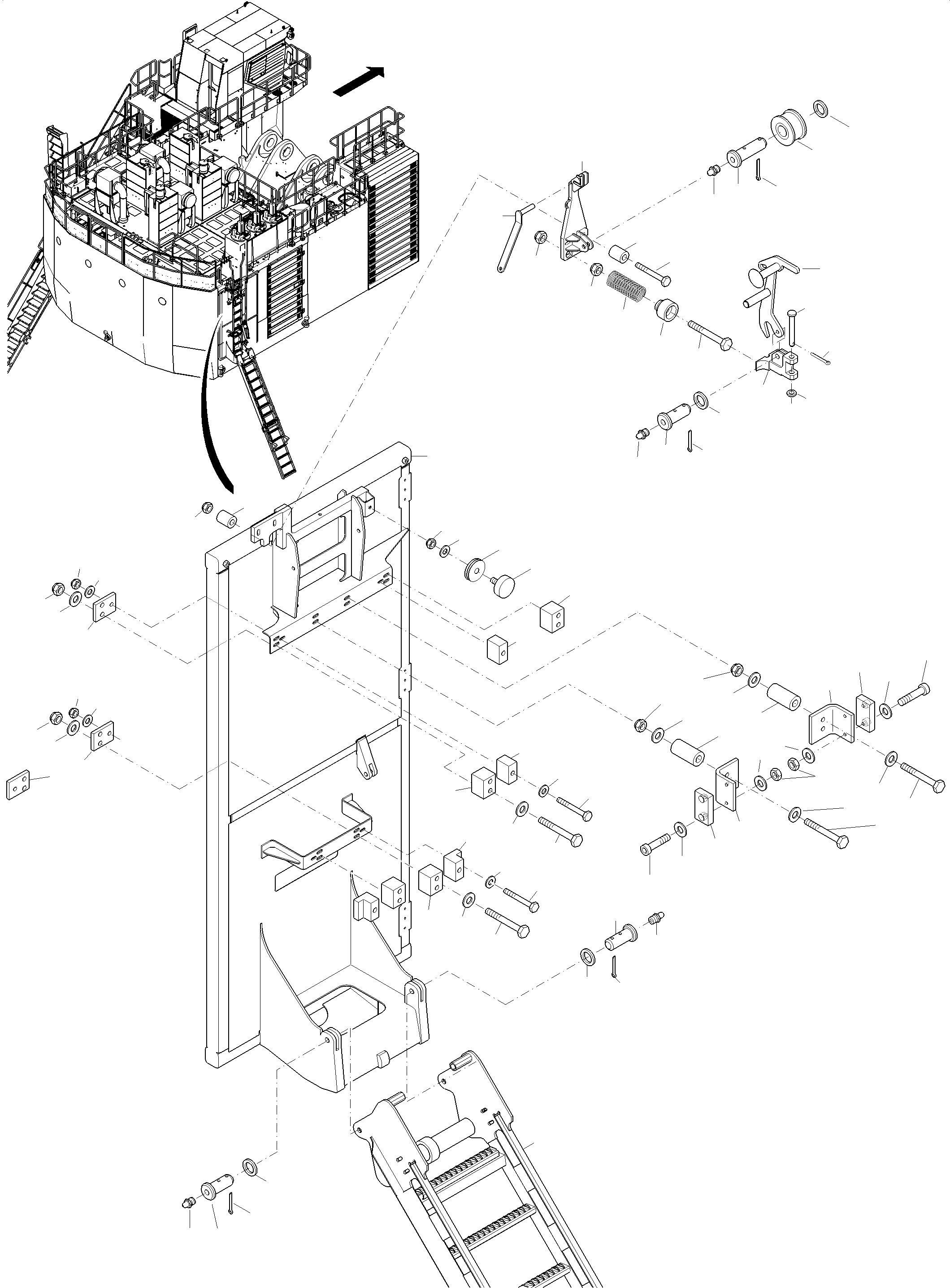 Komatsu parts book diagram for PC5500-6 S/N 15182: EMERGENCY LADDER-MACHINE COVERING