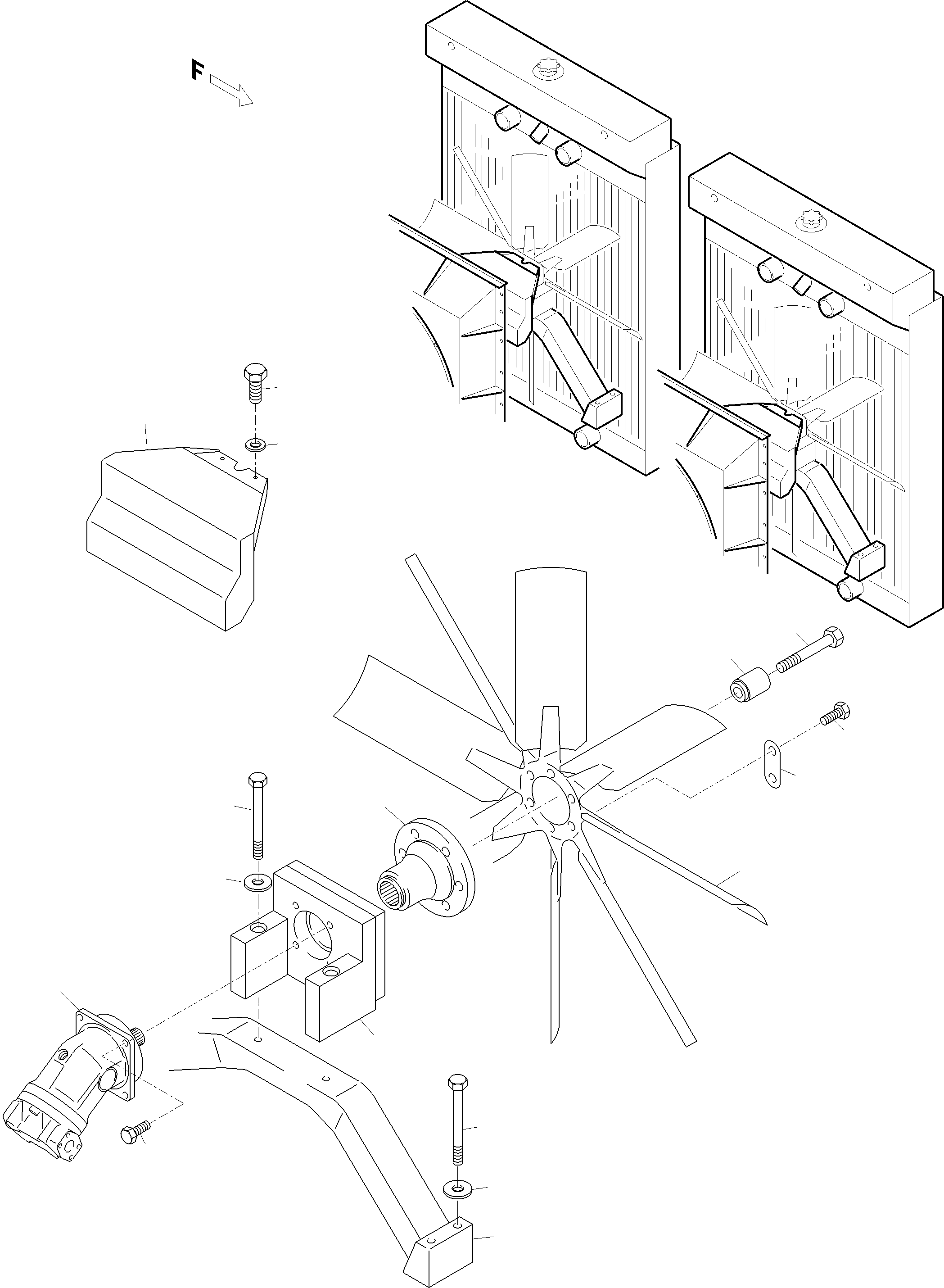 Komatsu parts book diagram for PC5500-6 S/N 15182: RADIATOR - FAN DRIVE (FRONT/REAR)