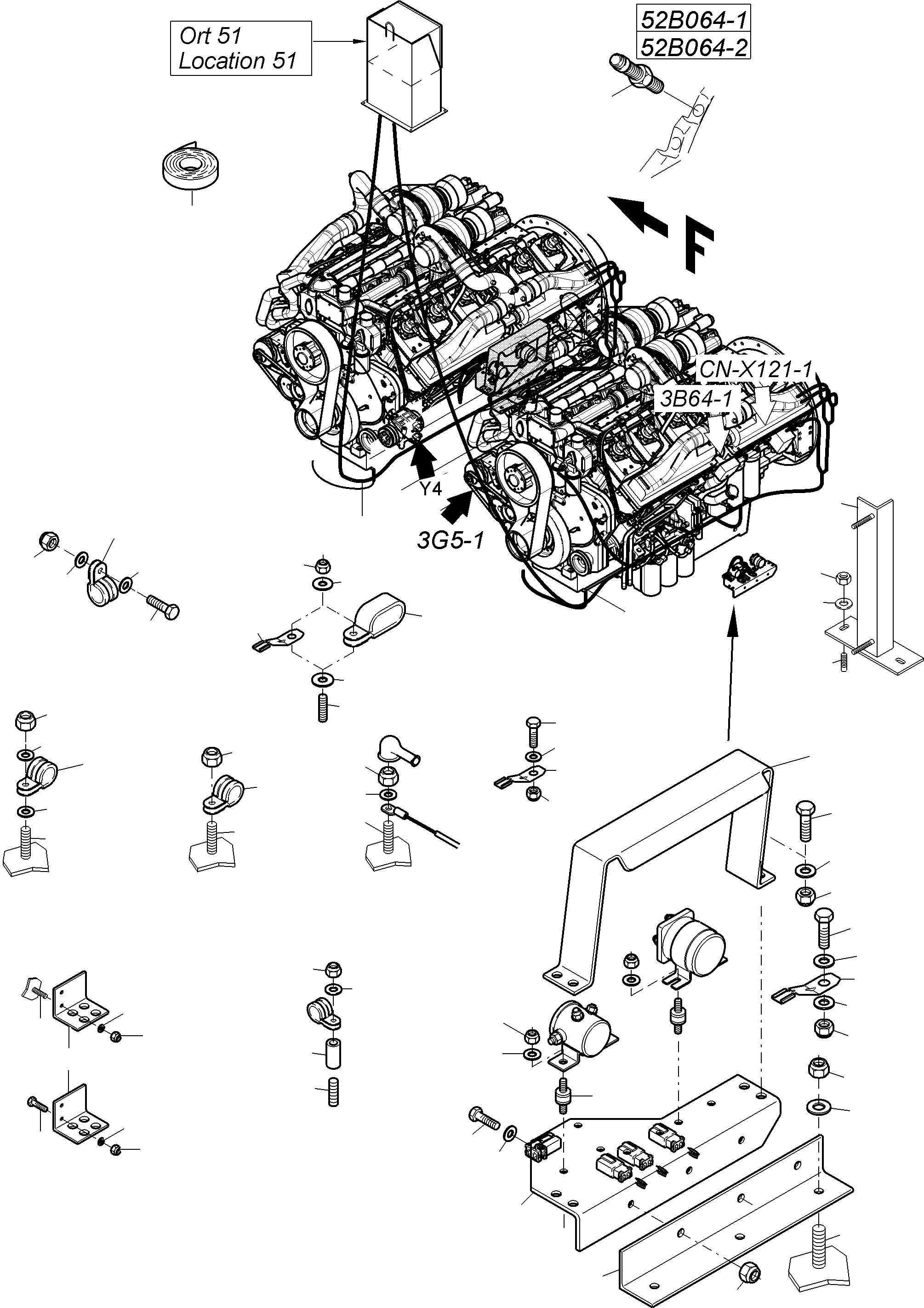 Komatsu parts book diagram for PC5500-6 S/N 15182: CABLES - ENGINE AND TRANSMITTER