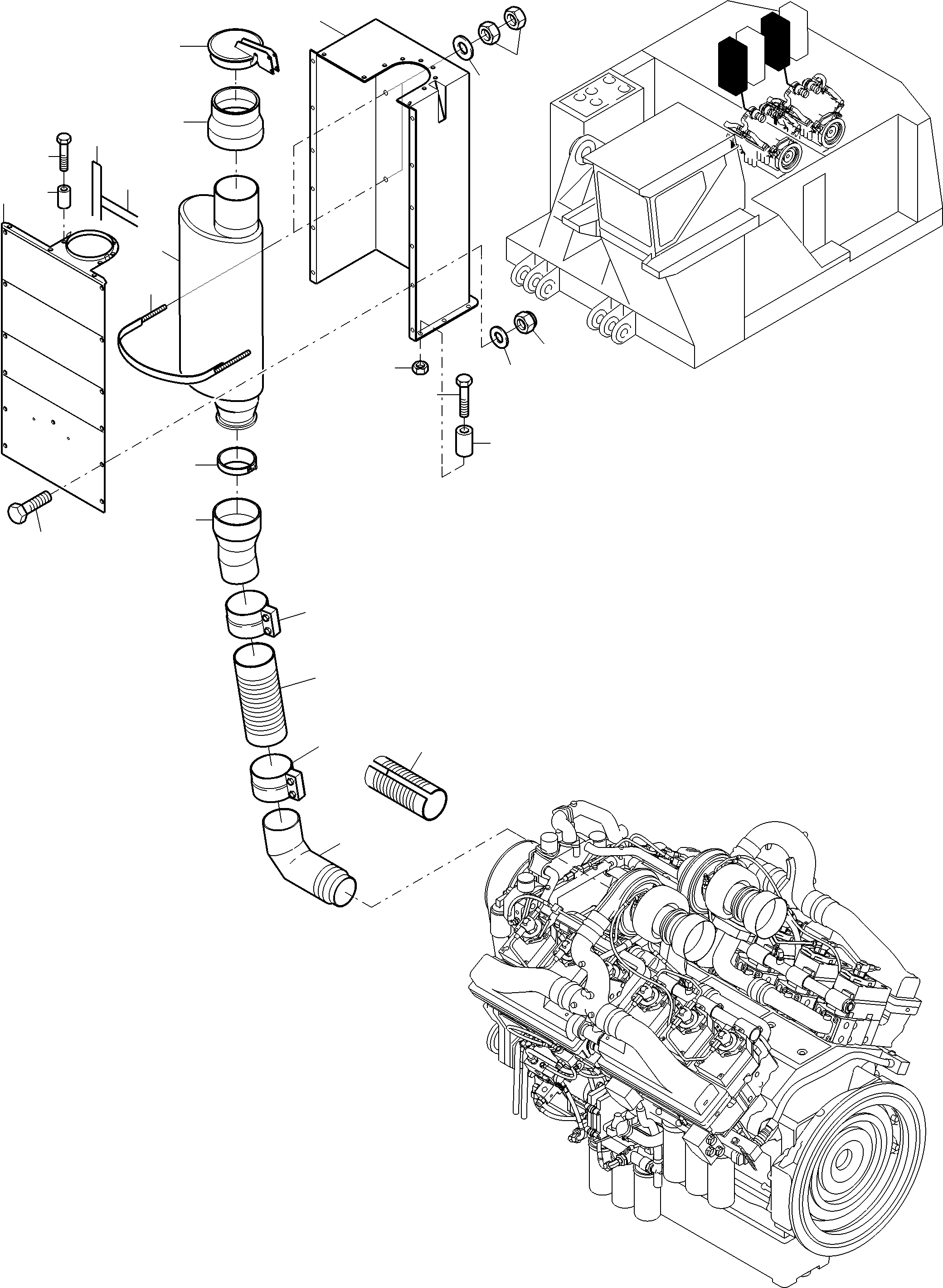 Komatsu parts book diagram for PC5500-6 S/N 15182: EXHAUST SYSTEM